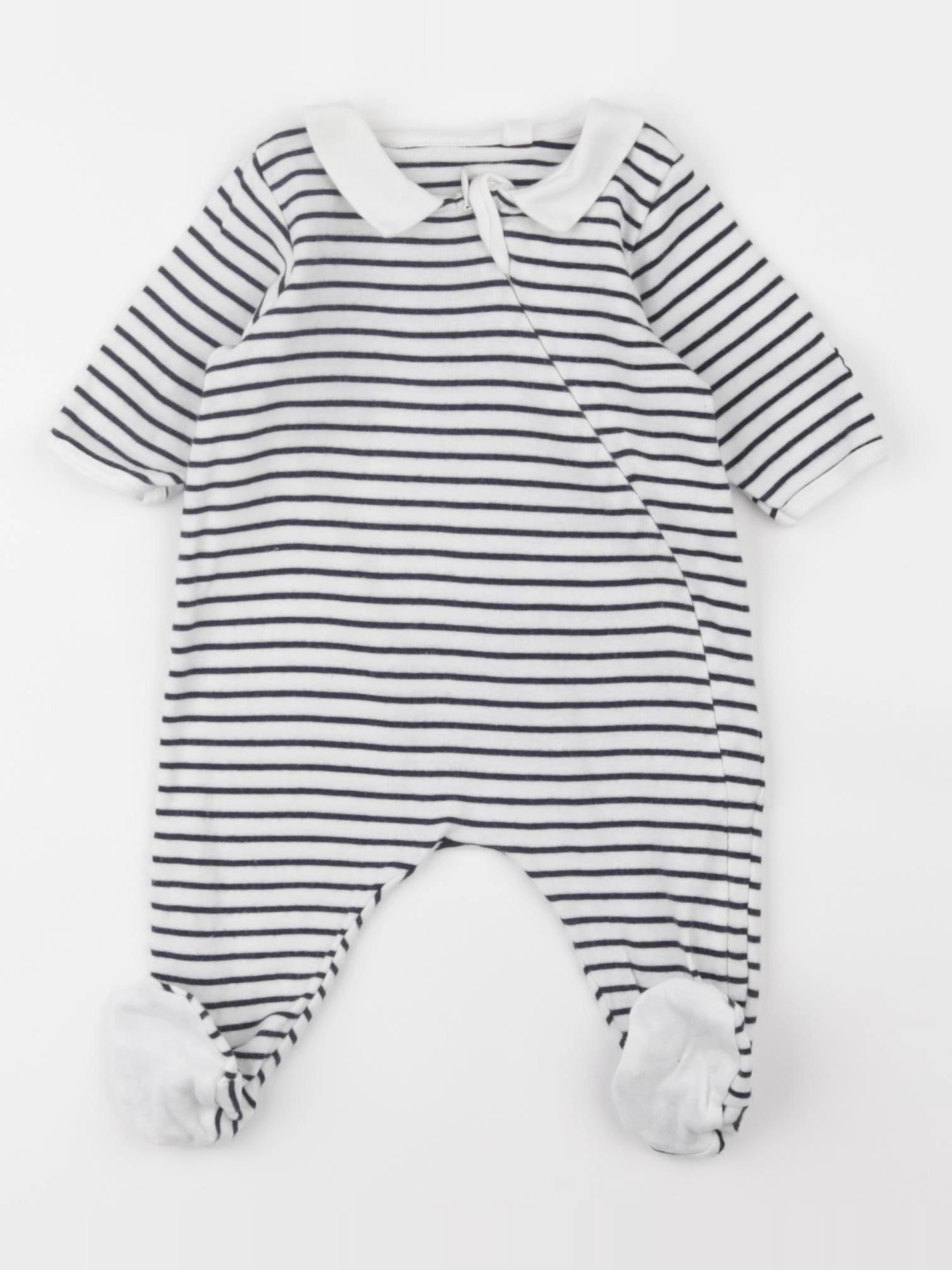 Petit Bateau - pyjama coton blanc, bleu - 1 mois