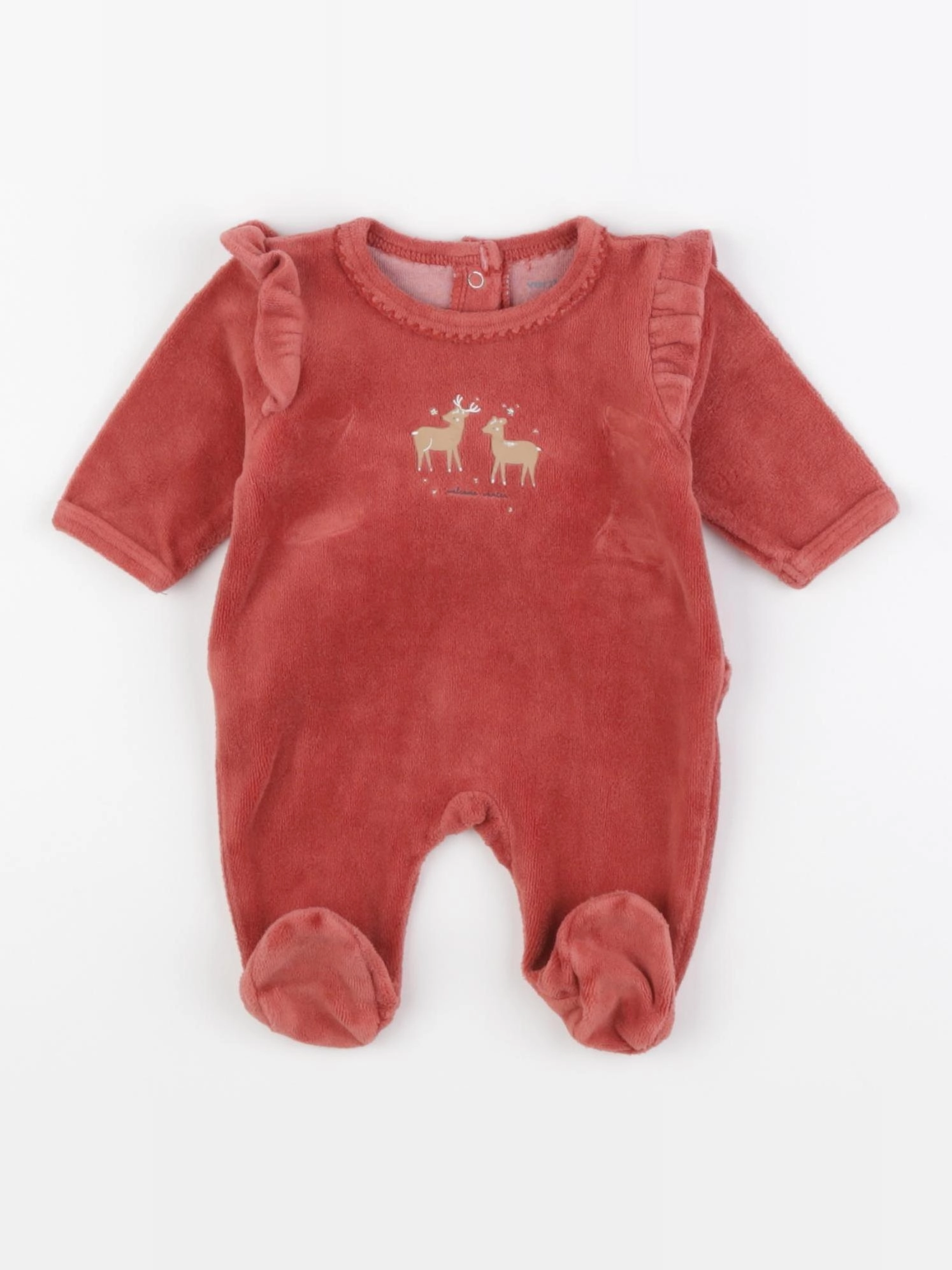 Vertbaudet - pyjama velours rouge - 0 mois