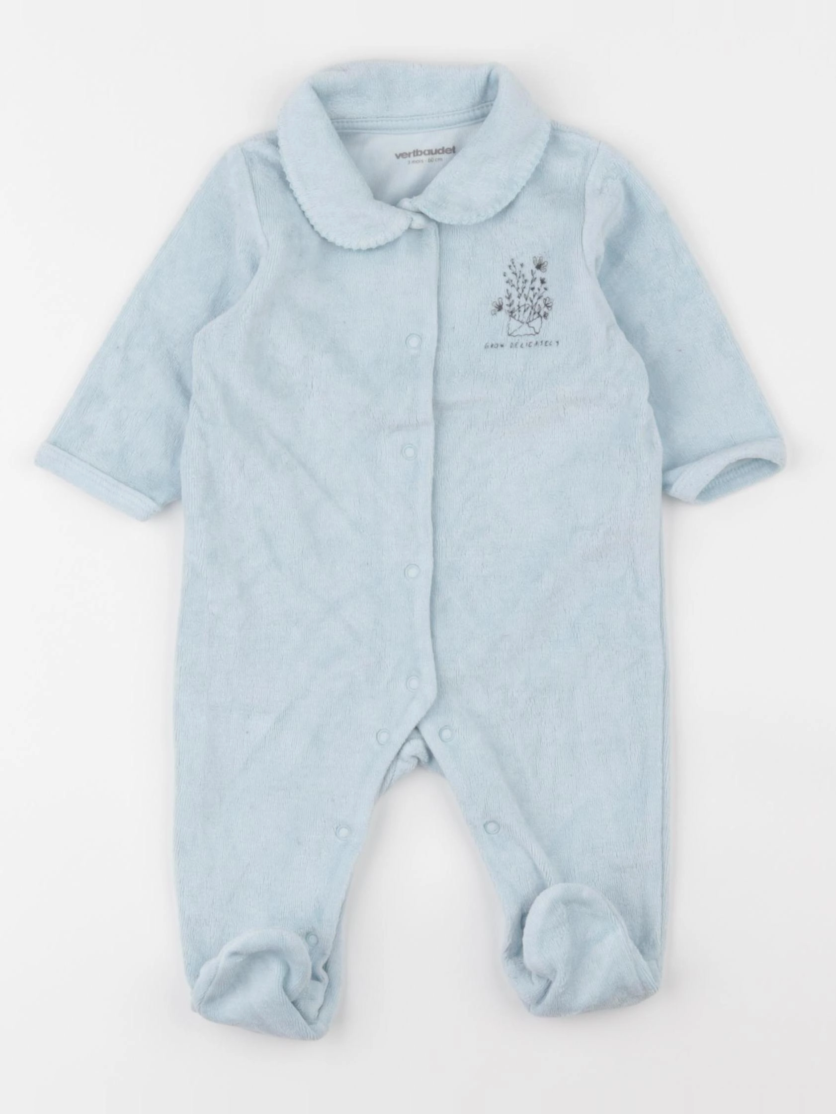 Vertbaudet - pyjama velours bleu - 3 mois