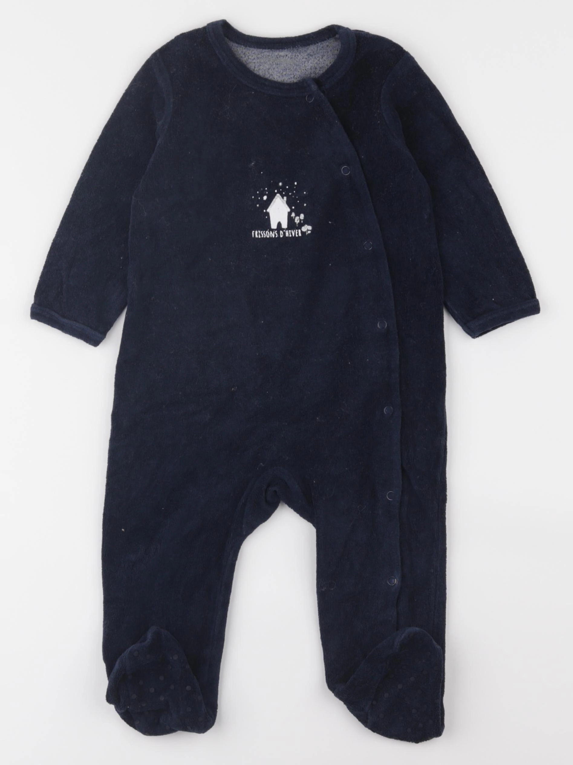 Vertbaudet - pyjama velours bleu - 12 mois