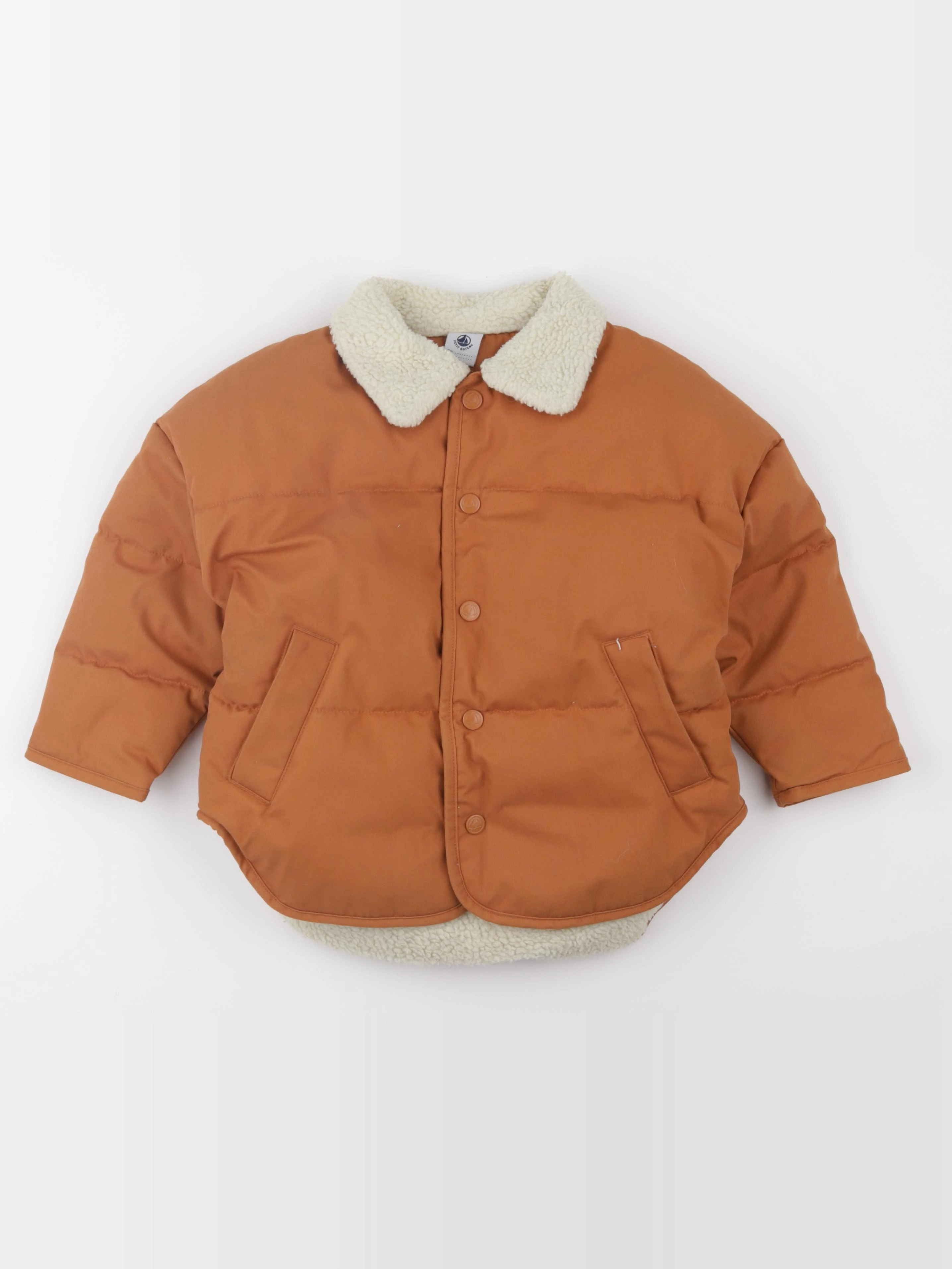Petit Bateau - manteau orange, marron - 5 ans