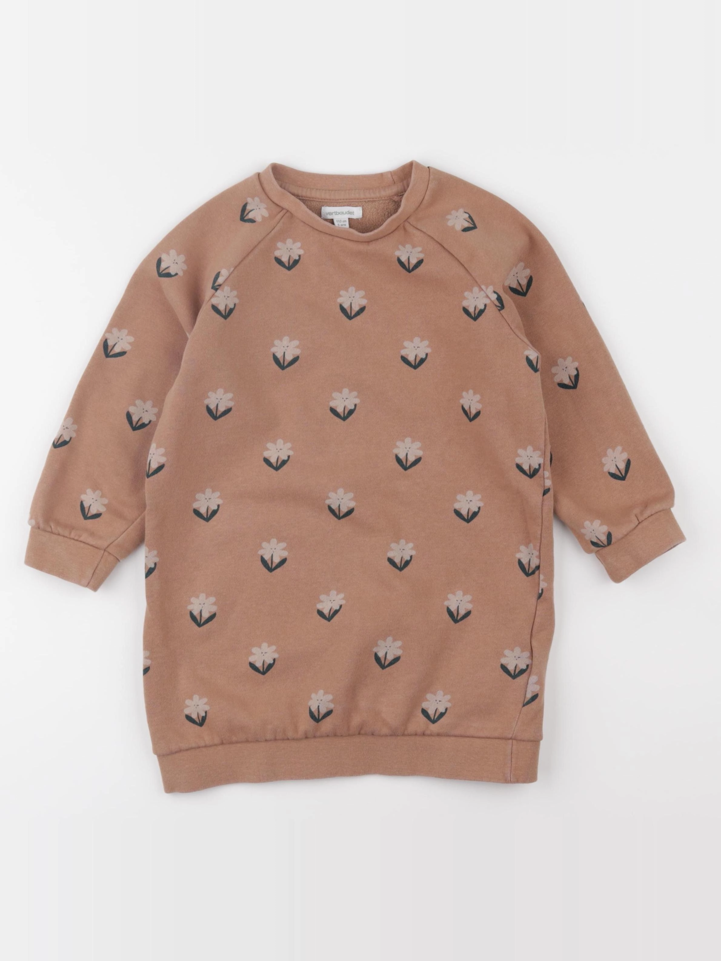 Vertbaudet - robe beige, rose - 5 ans