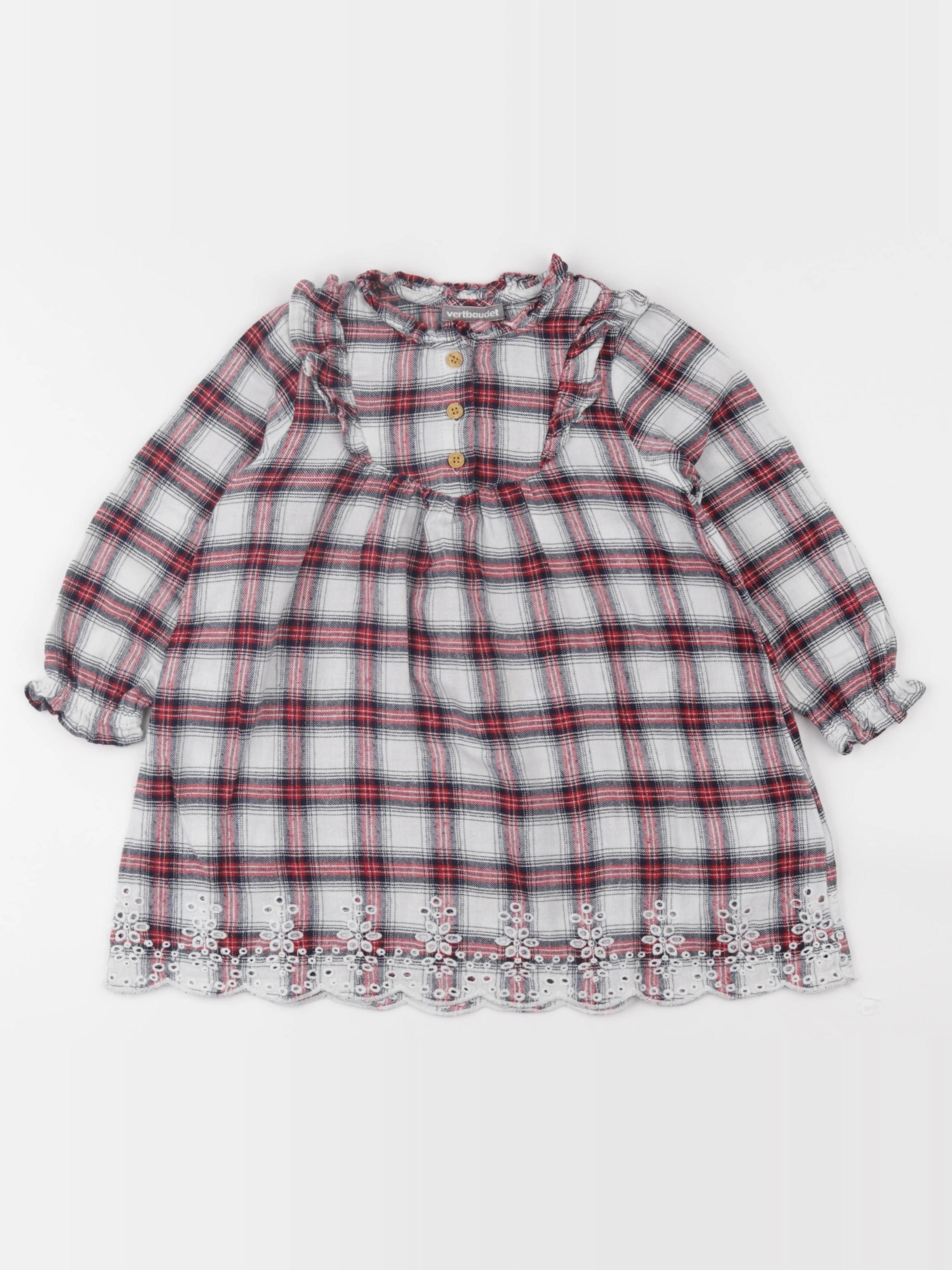 Vertbaudet - robe blanc, rouge - 3 ans