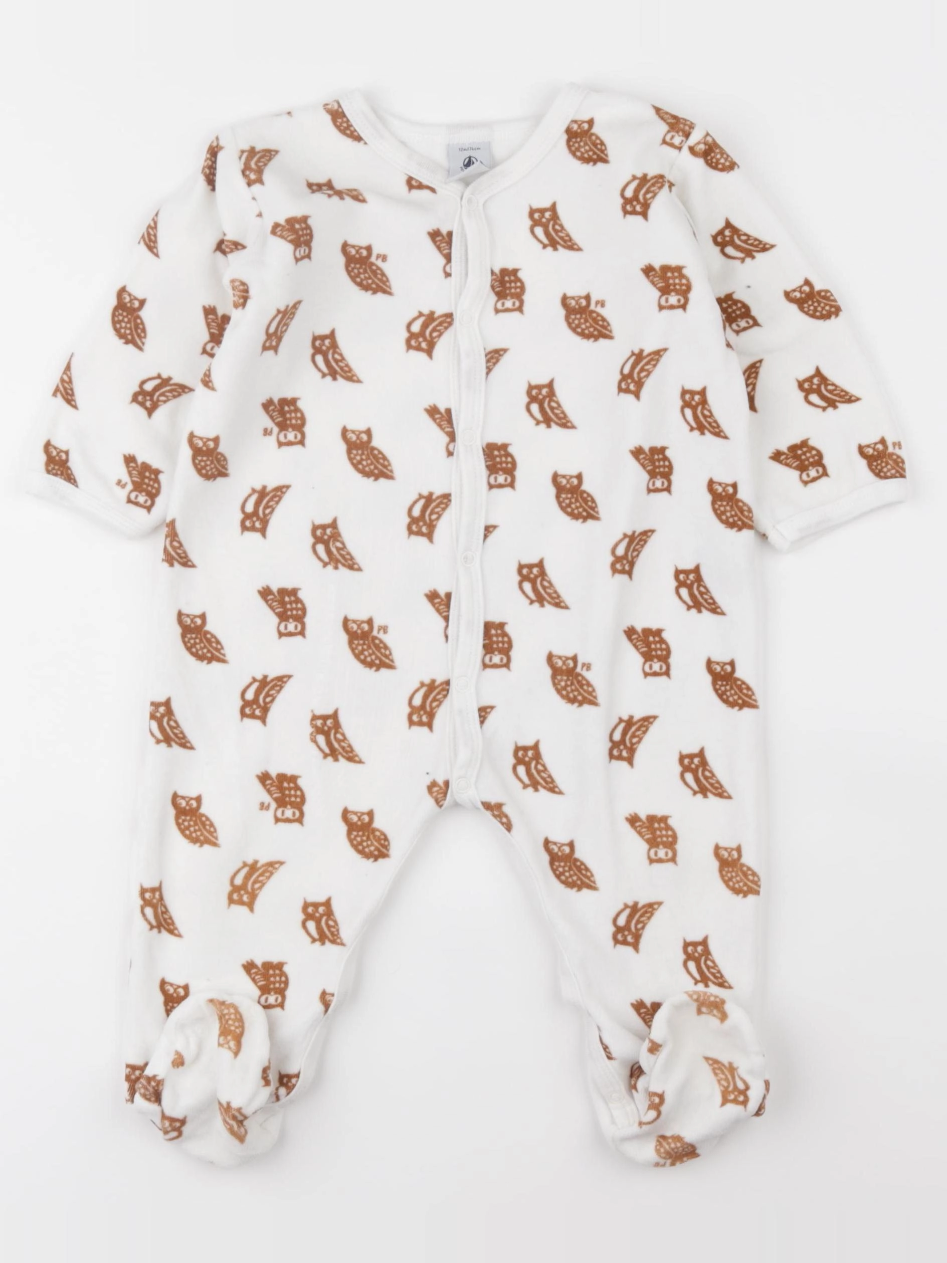 Petit Bateau - pyjama velours blanc - 12 mois