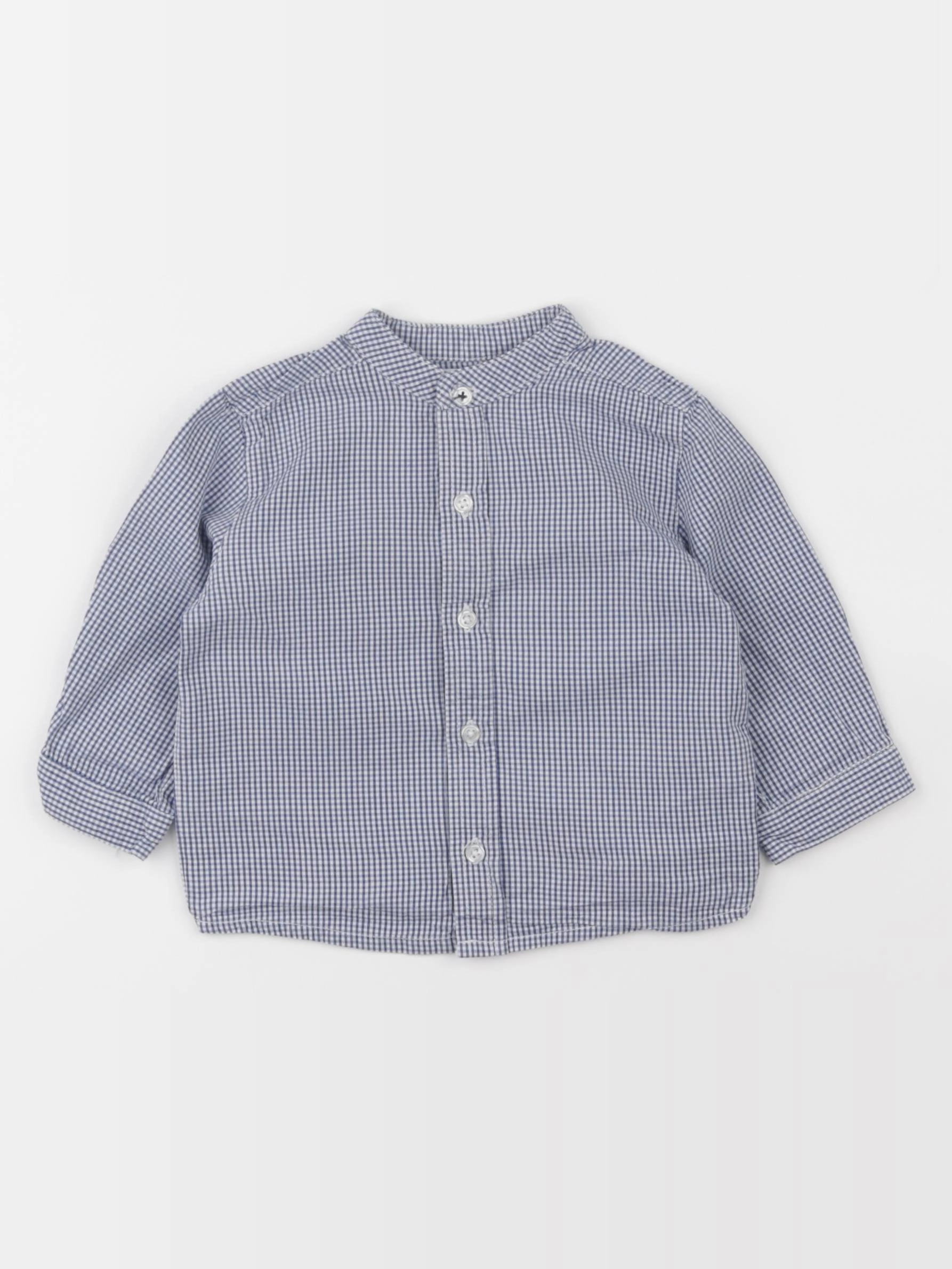Boutchou - chemise blanc, bleu - 6 mois