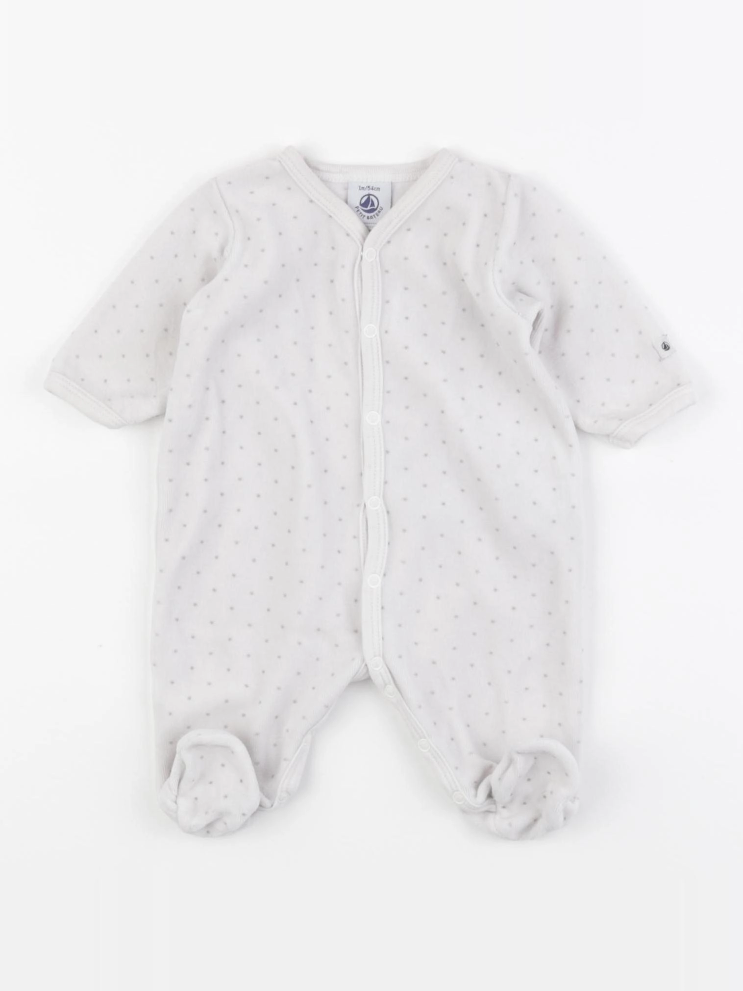Petit Bateau - pyjama velours blanc - 1 mois