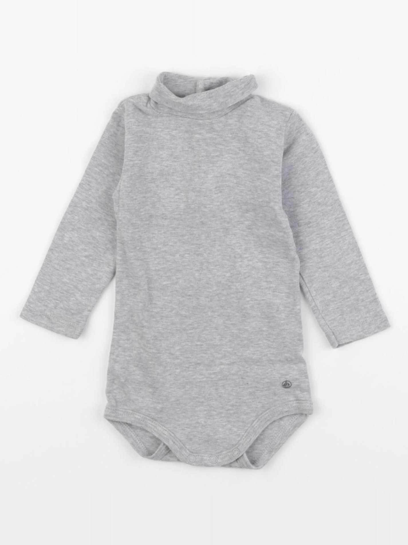 Petit Bateau - body à col gris - 6 mois
