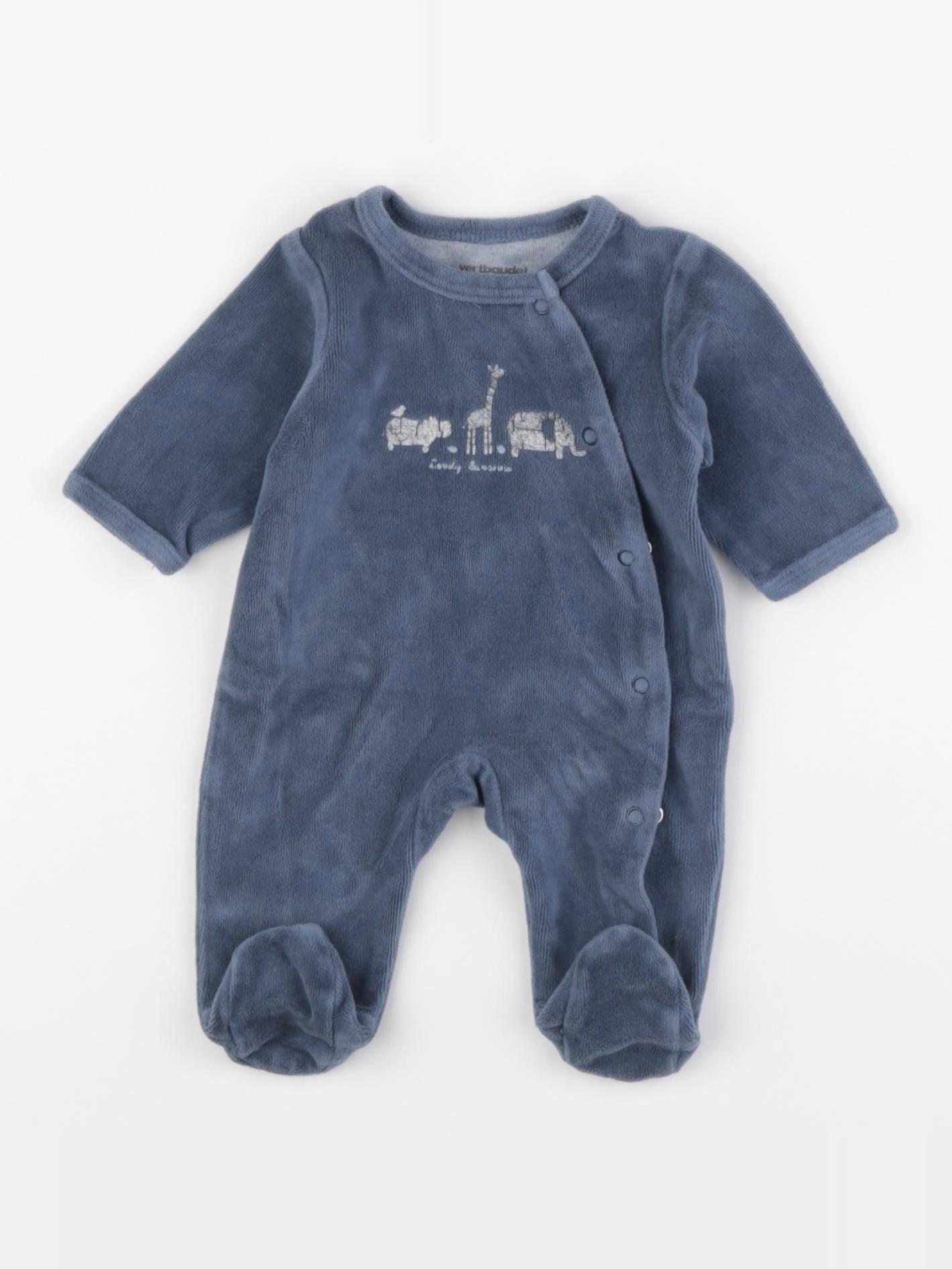Vertbaudet - pyjama velours bleu - 0 mois