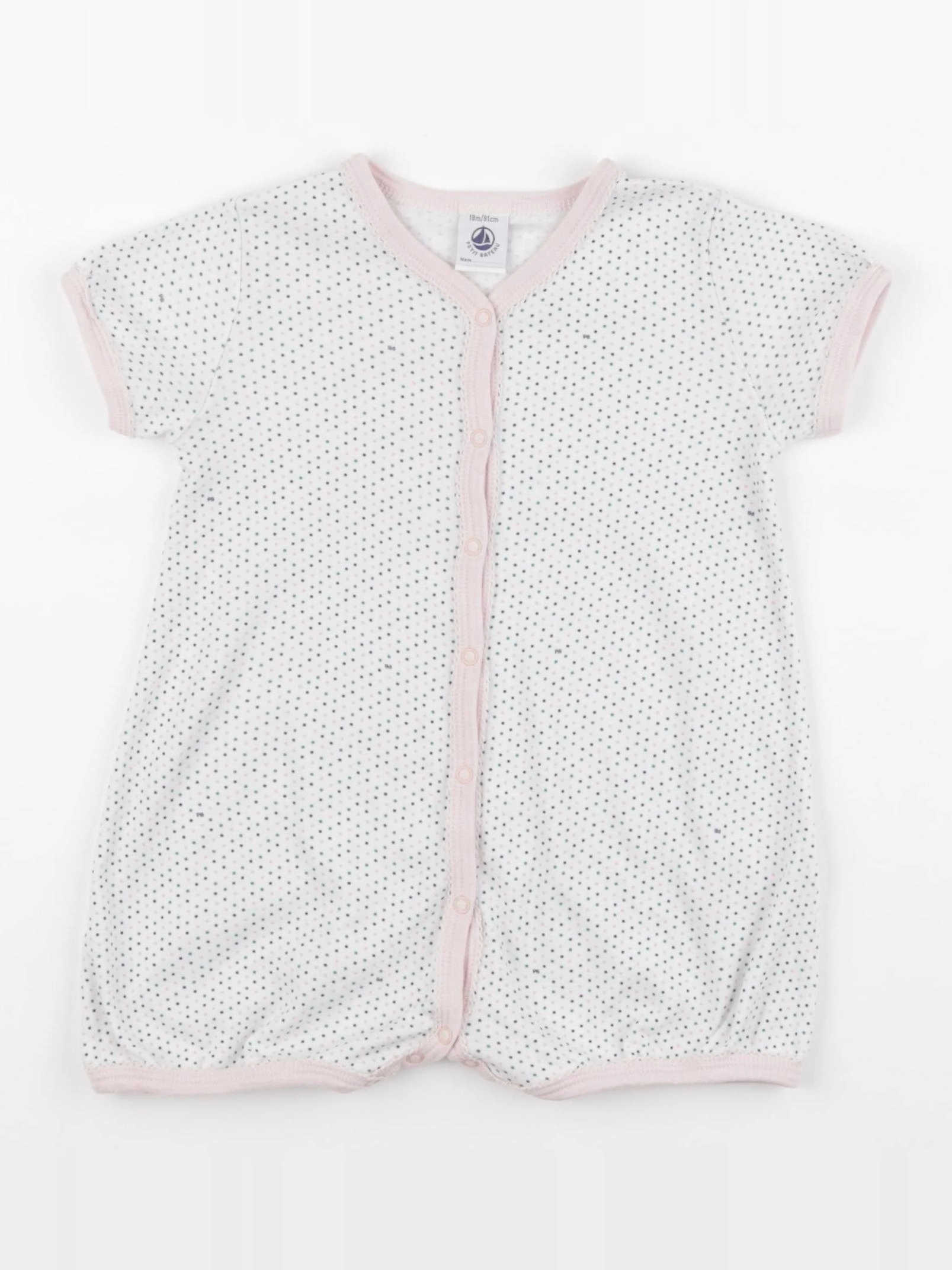 Petit Bateau - pyjama coton blanc, rose - 18 mois
