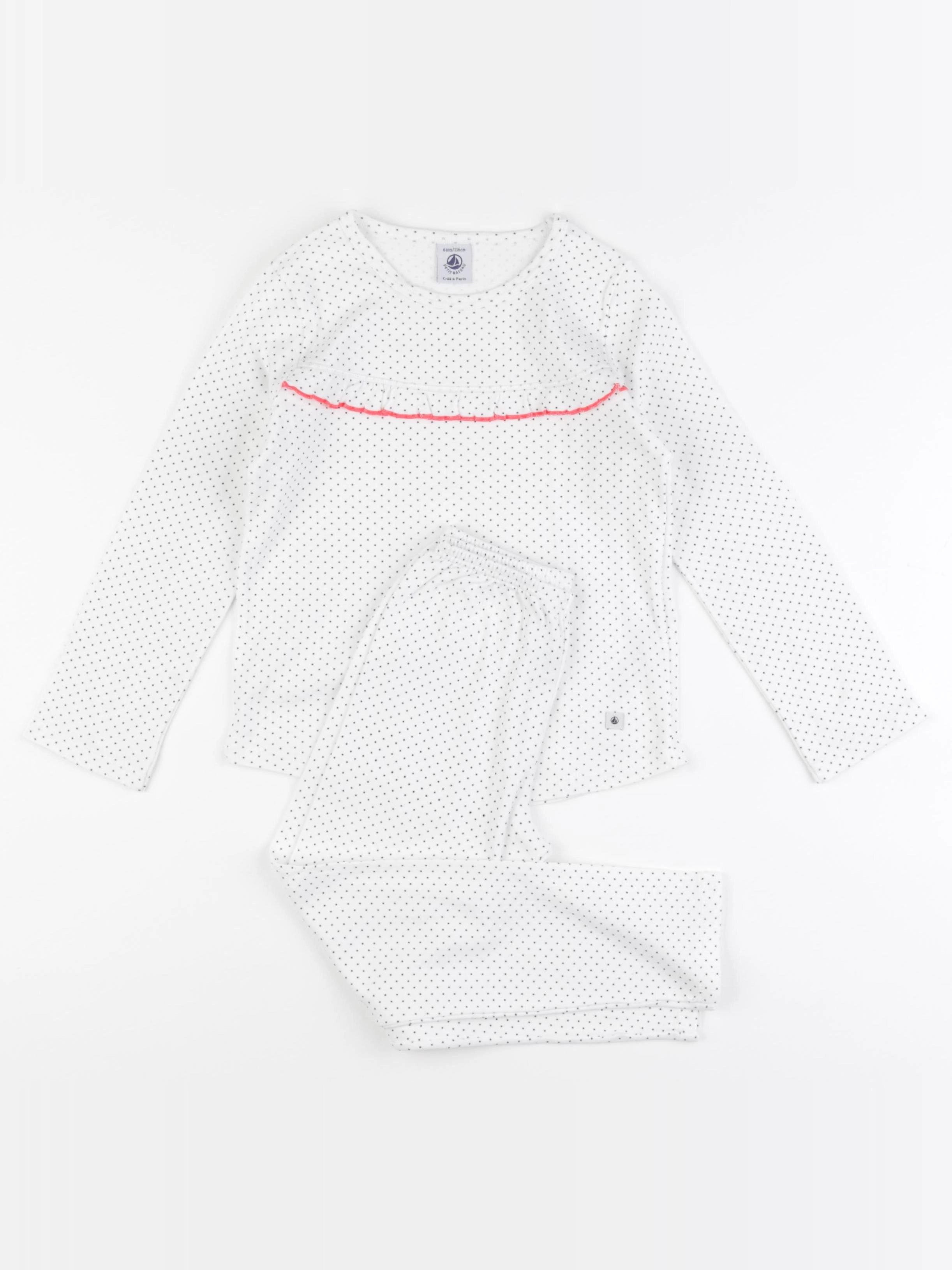 Petit Bateau - pyjama blanc, noir - 6 ans
