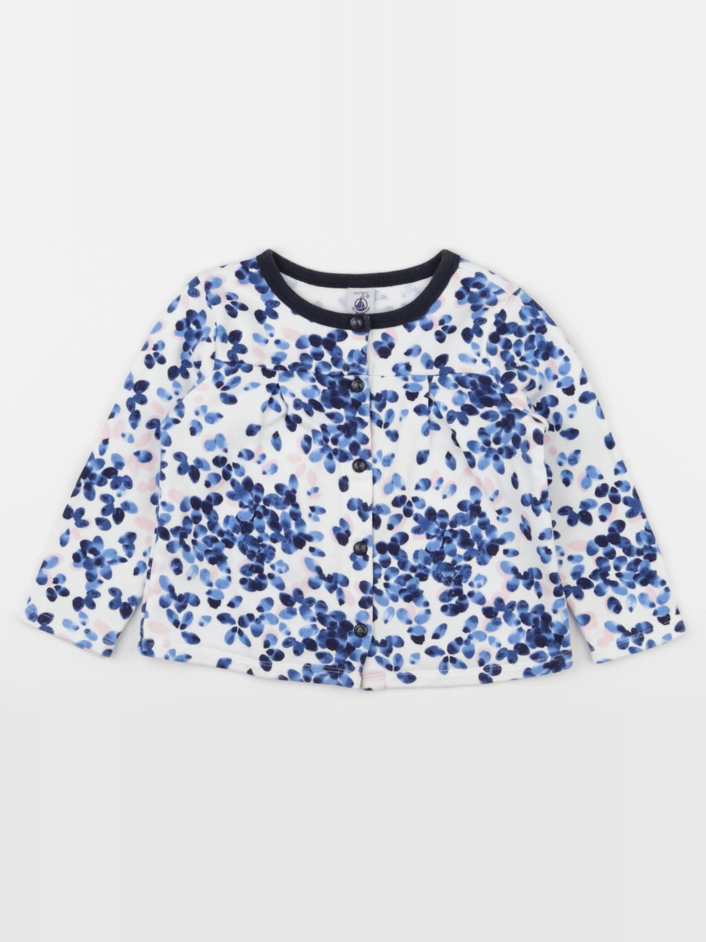Petit Bateau - sweat blanc, bleu - 36 mois