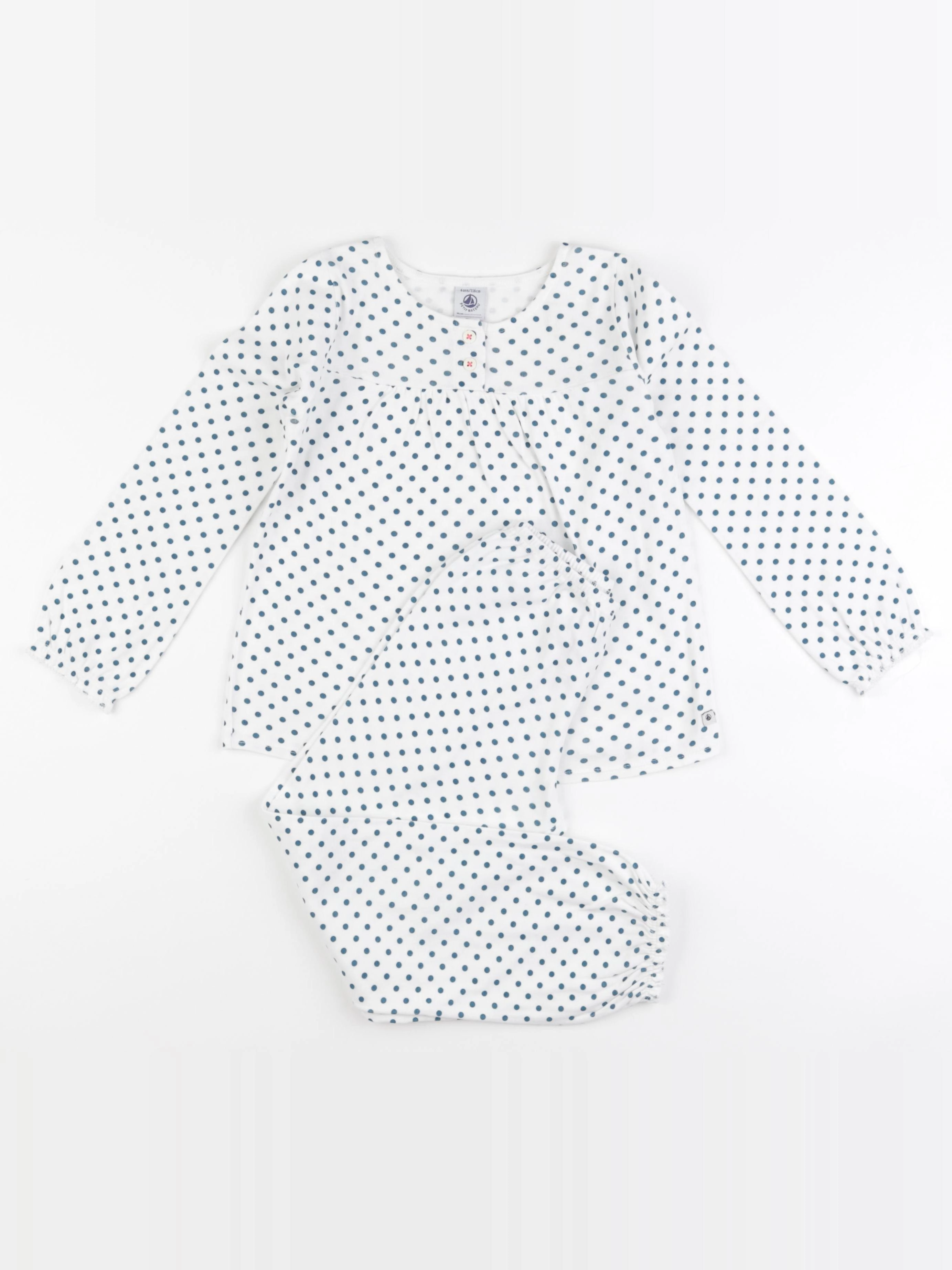 Petit Bateau - pyjama blanc, bleu - 6 ans