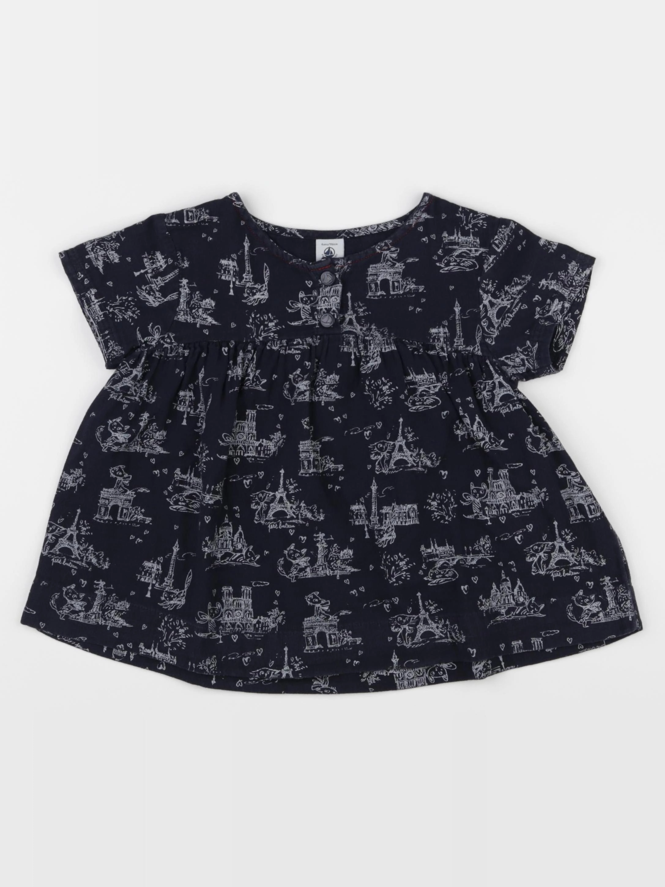 Petit Bateau - blouse bleu - 6 ans