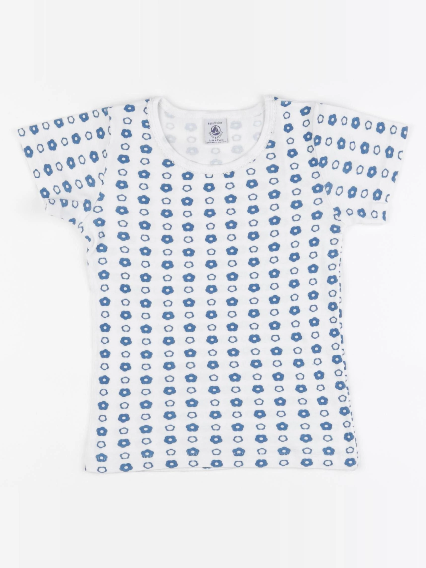 Petit Bateau - maillot de corps blanc, bleu - 6 ans