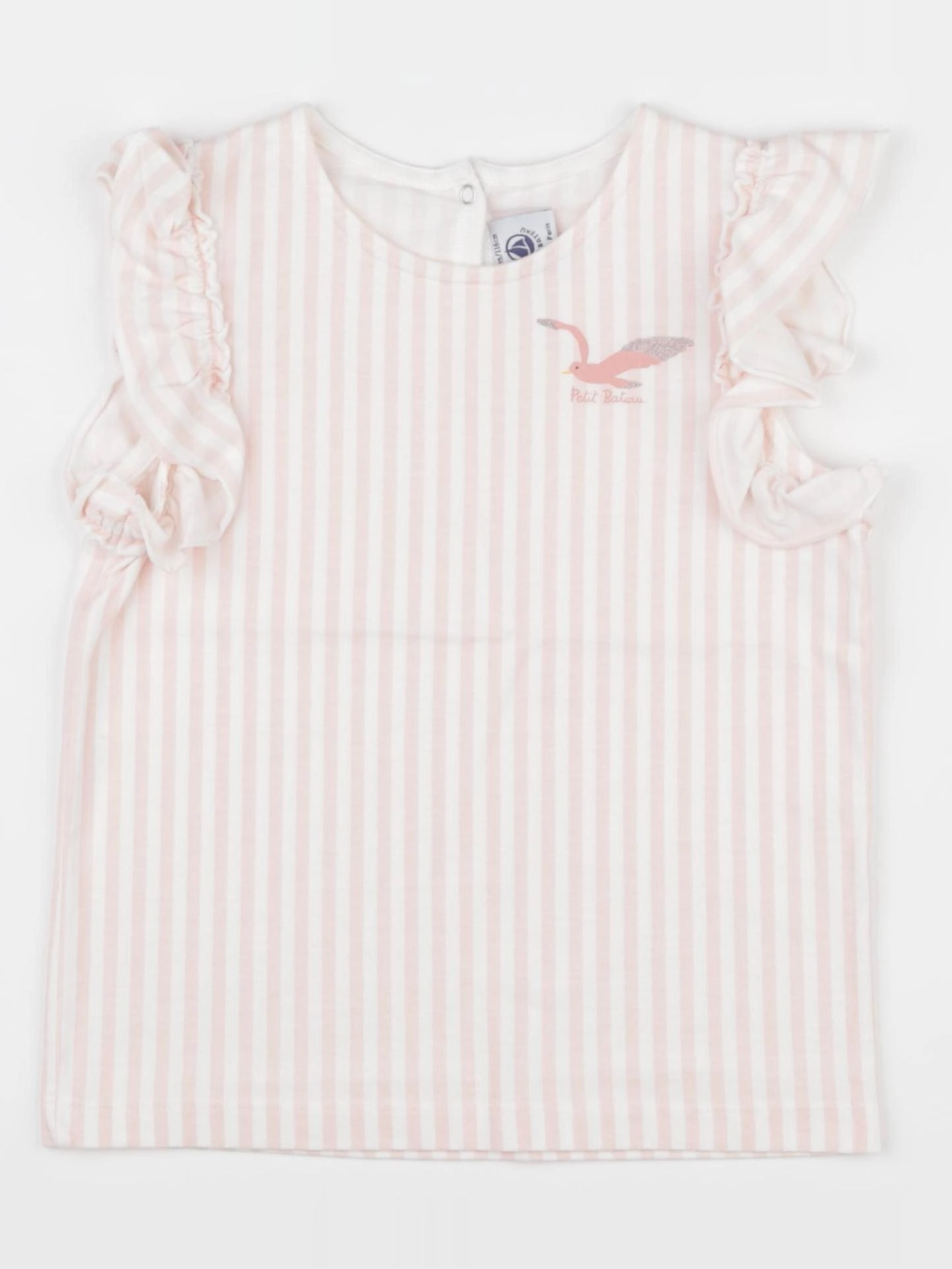 Petit Bateau - tee-shirt blanc, rose - 6 ans