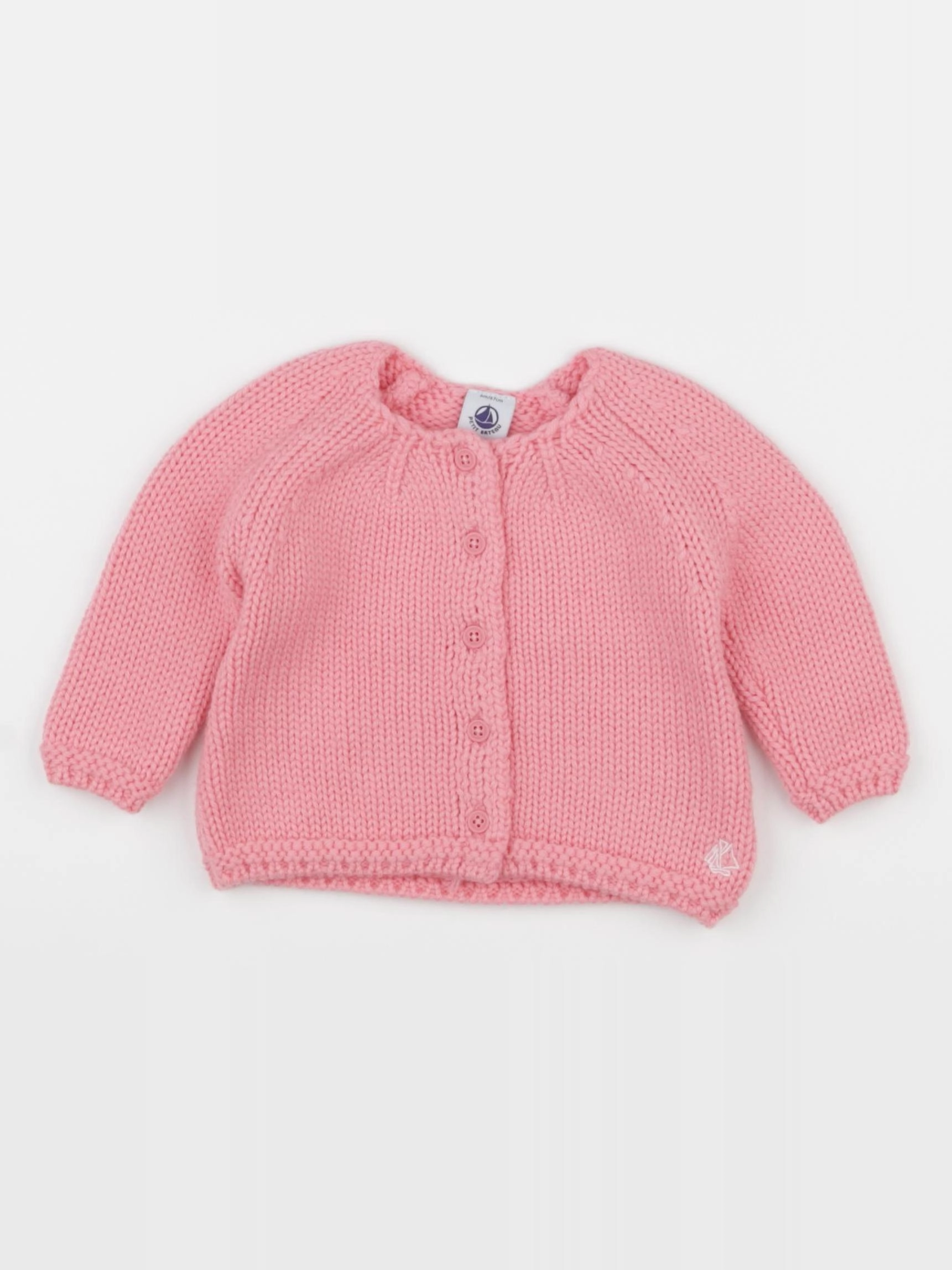 Petit Bateau - gilet rose - 6 mois