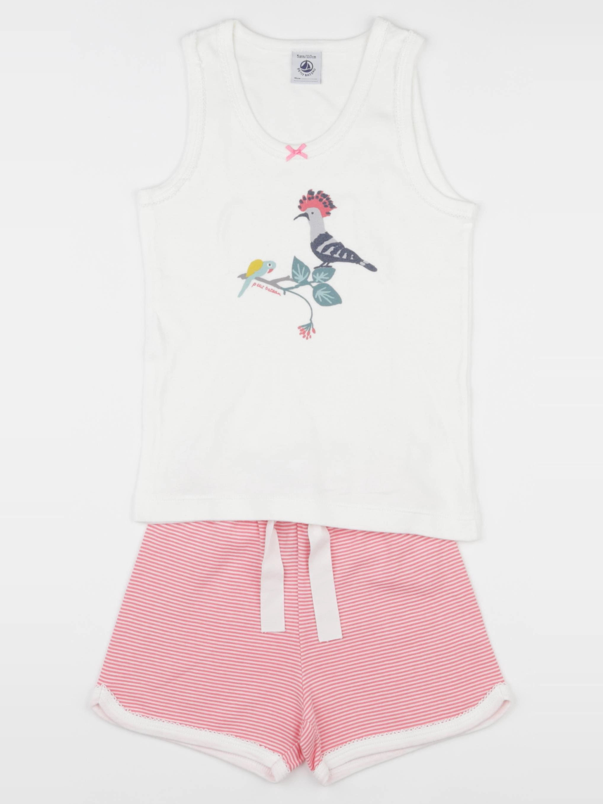 Petit Bateau - pyjama coton blanc, rose - 5 ans