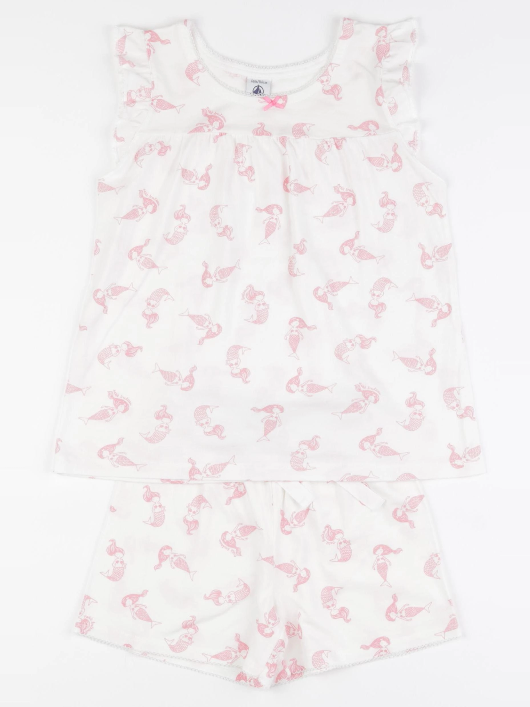 Petit Bateau - pyjama coton blanc, rose - 6 ans