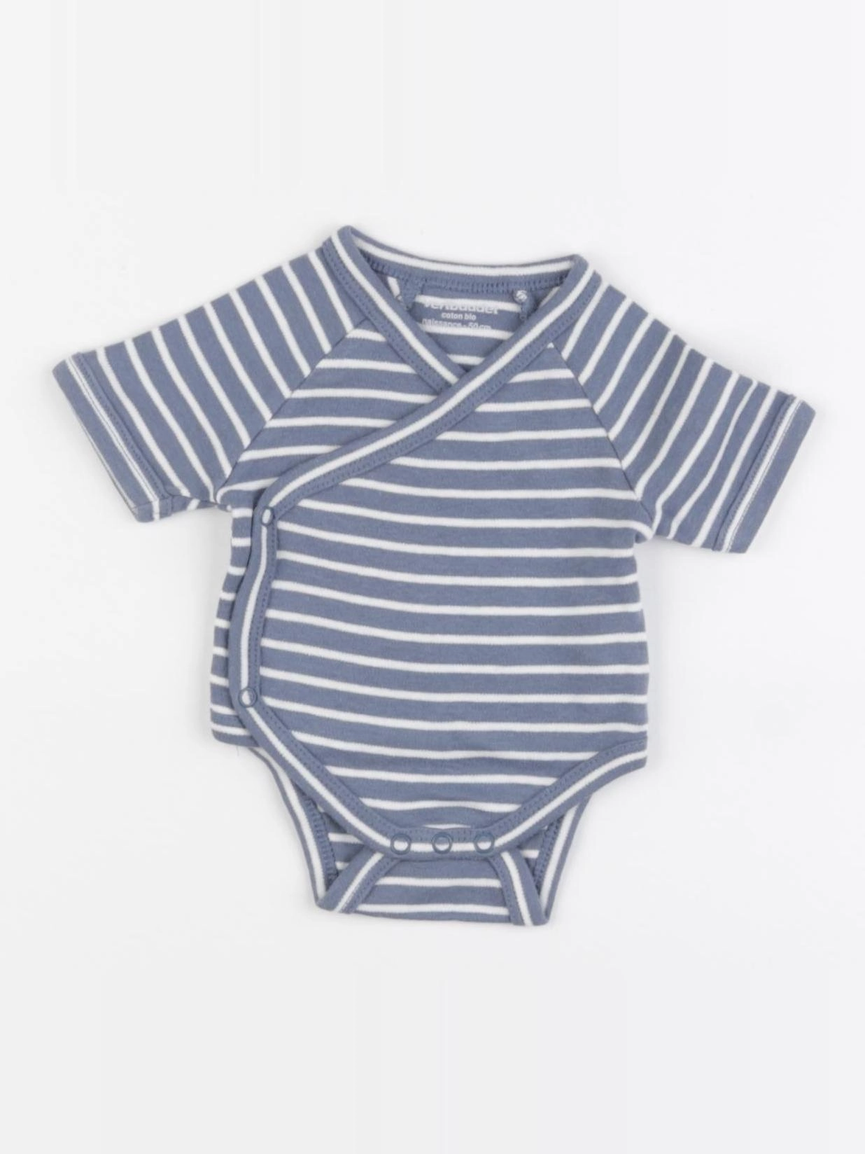 Vertbaudet - body blanc, bleu - 0 mois