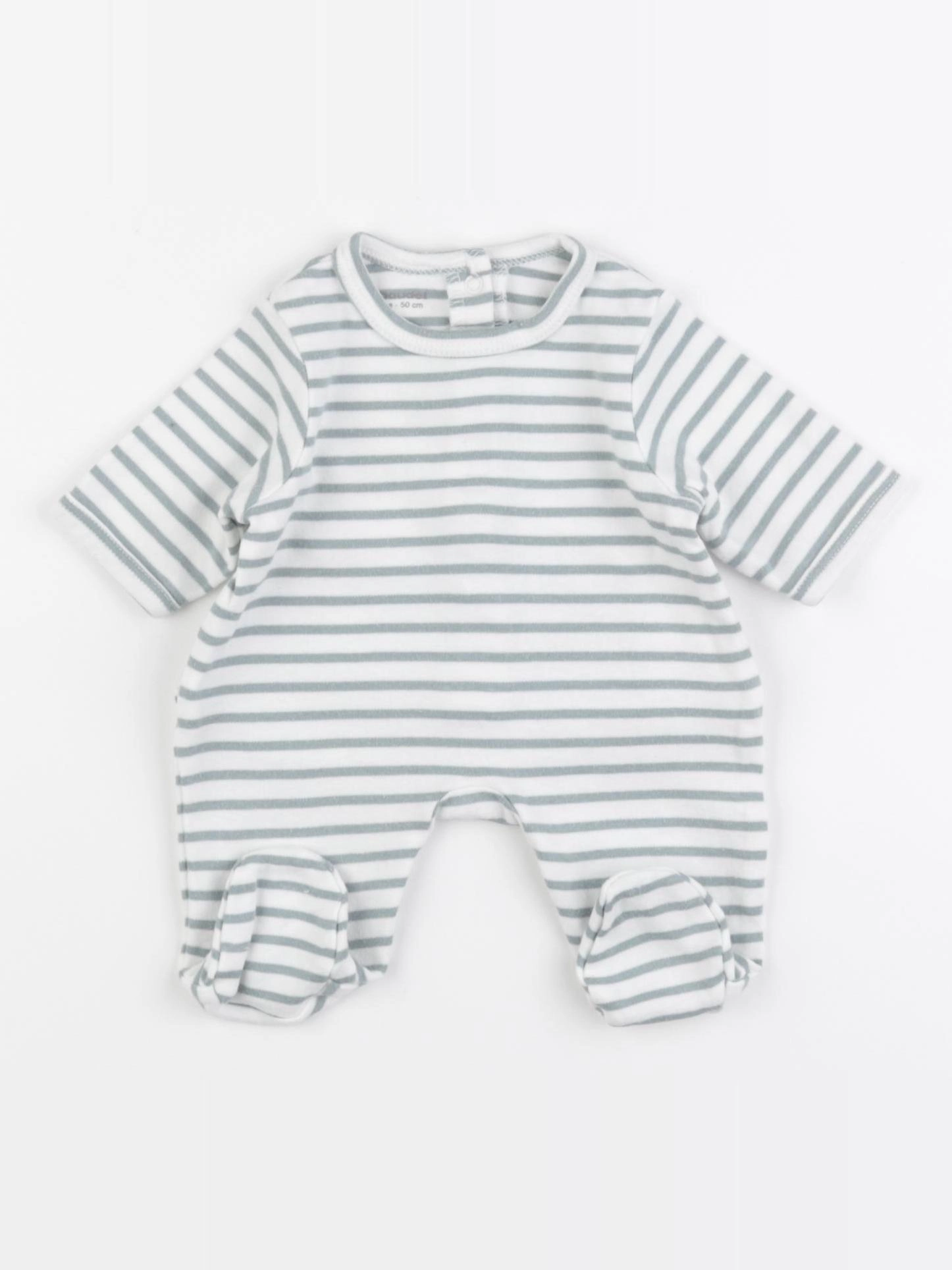 Vertbaudet - pyjama coton blanc, vert - 0 mois