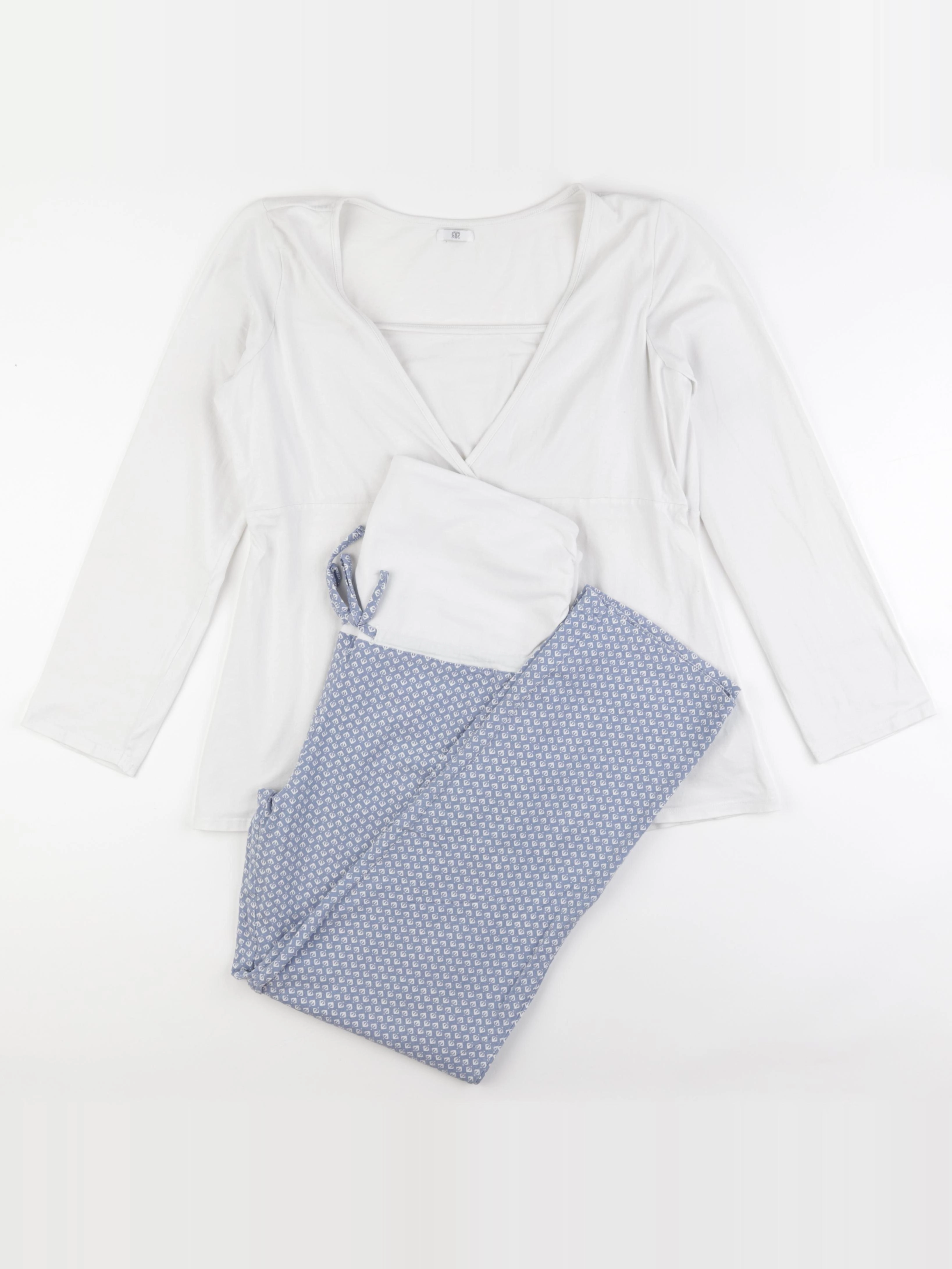La redoute - pyjama grossesse coton bleu, blanc - 42 à 44