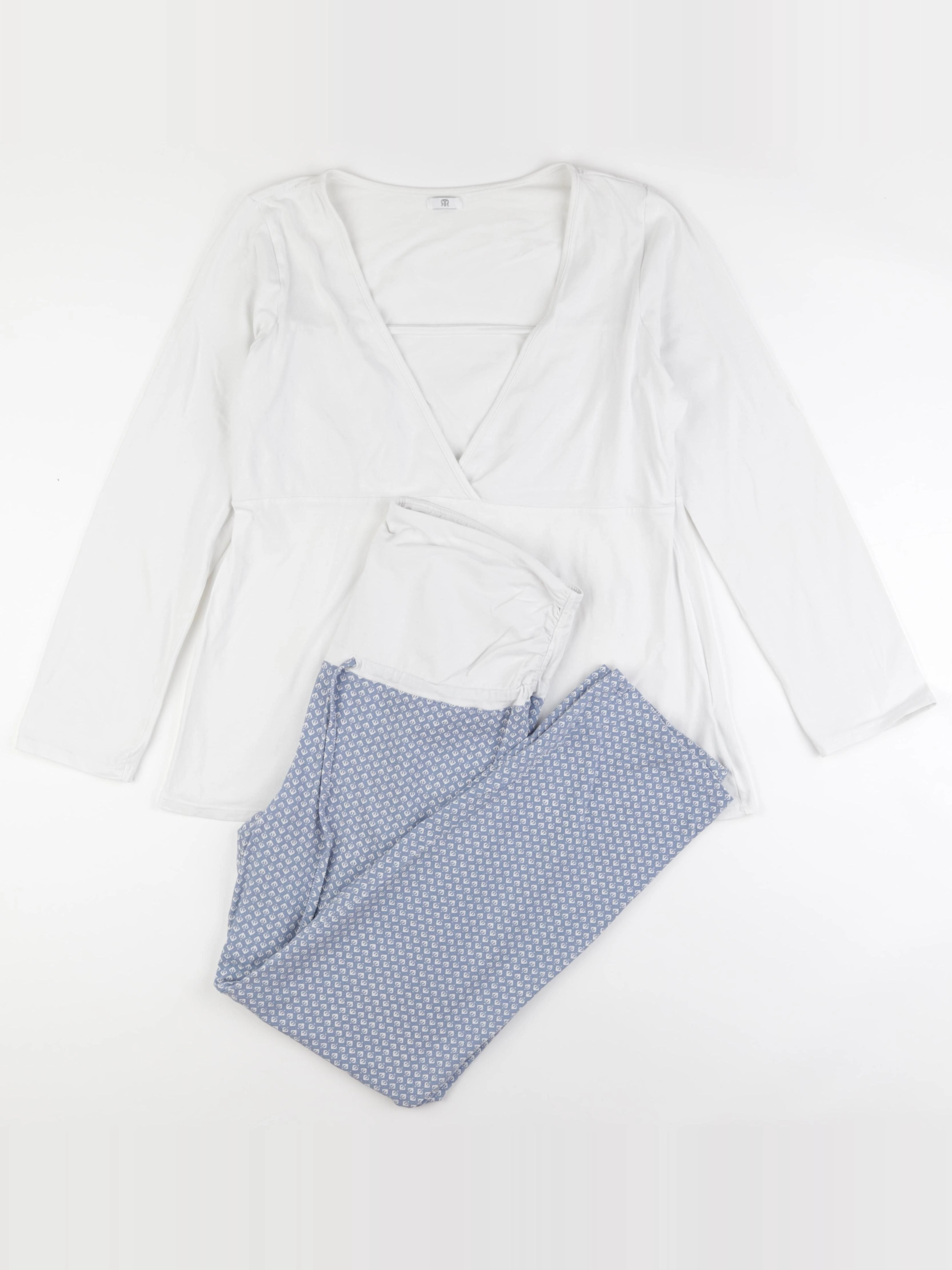 La redoute - pyjama grossesse coton blanc, bleu - 42 à 44