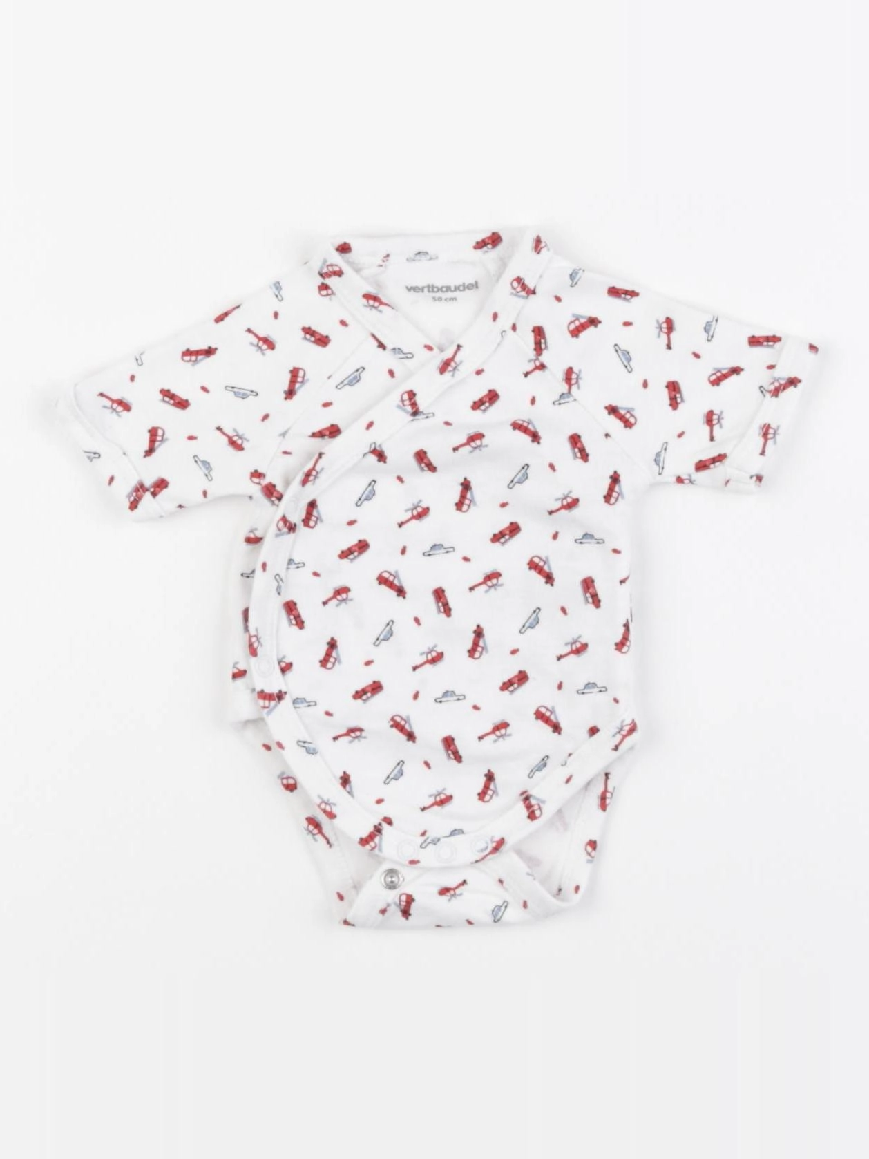 Vertbaudet - body blanc, rouge - 0 mois