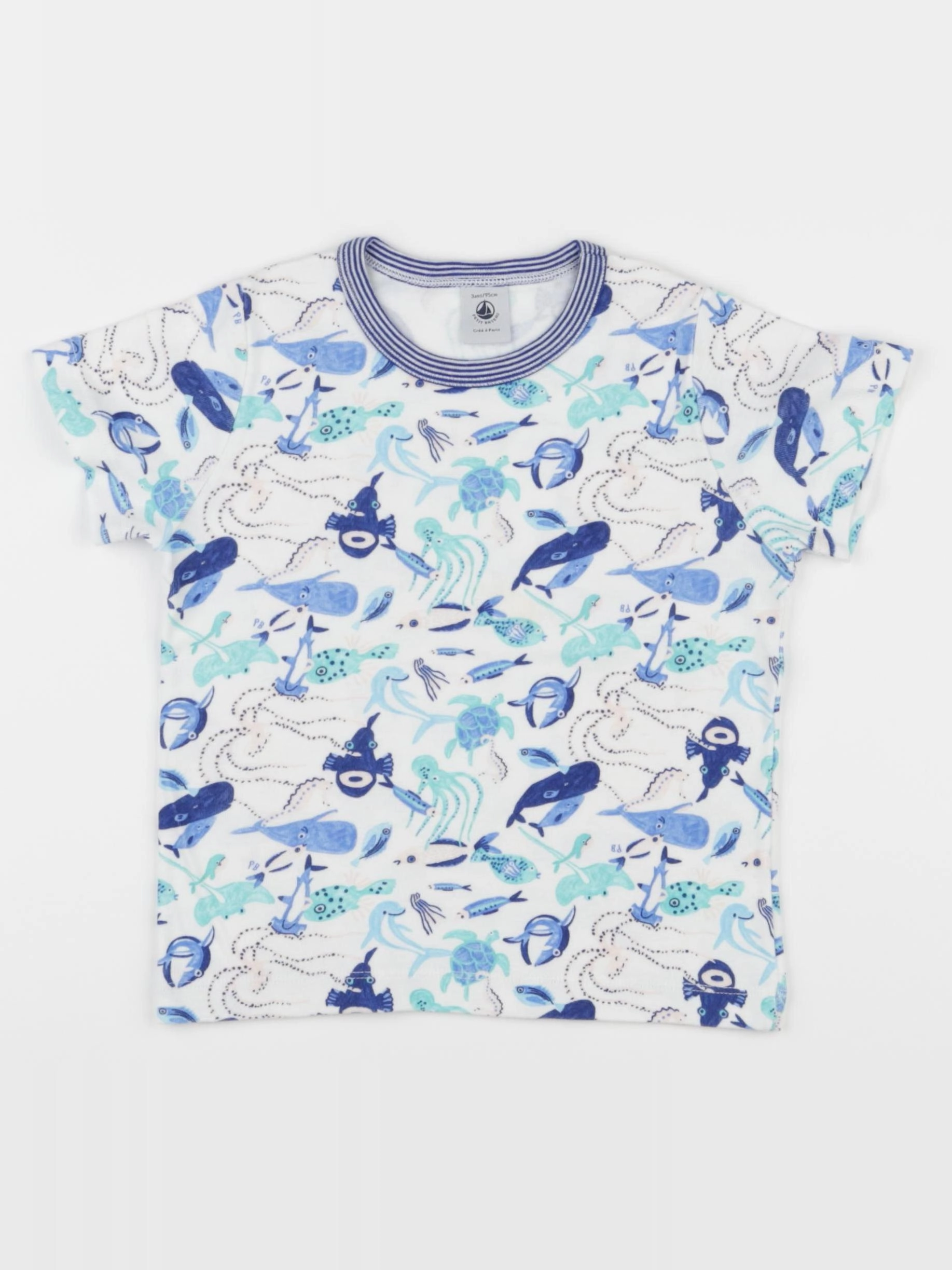 Petit Bateau - tee-shirt bleu - 3 ans