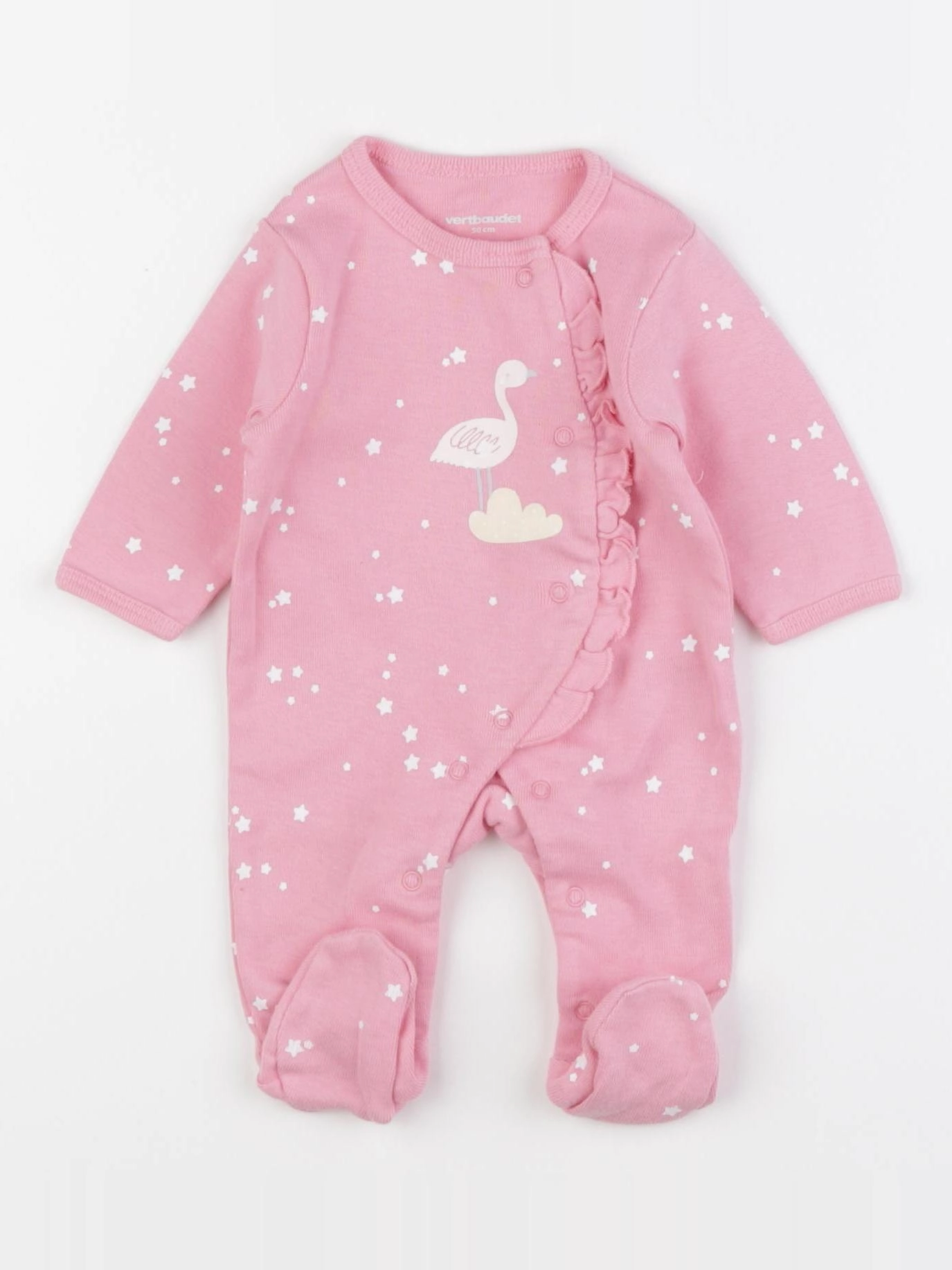 Vertbaudet - pyjama coton rose - 0 mois