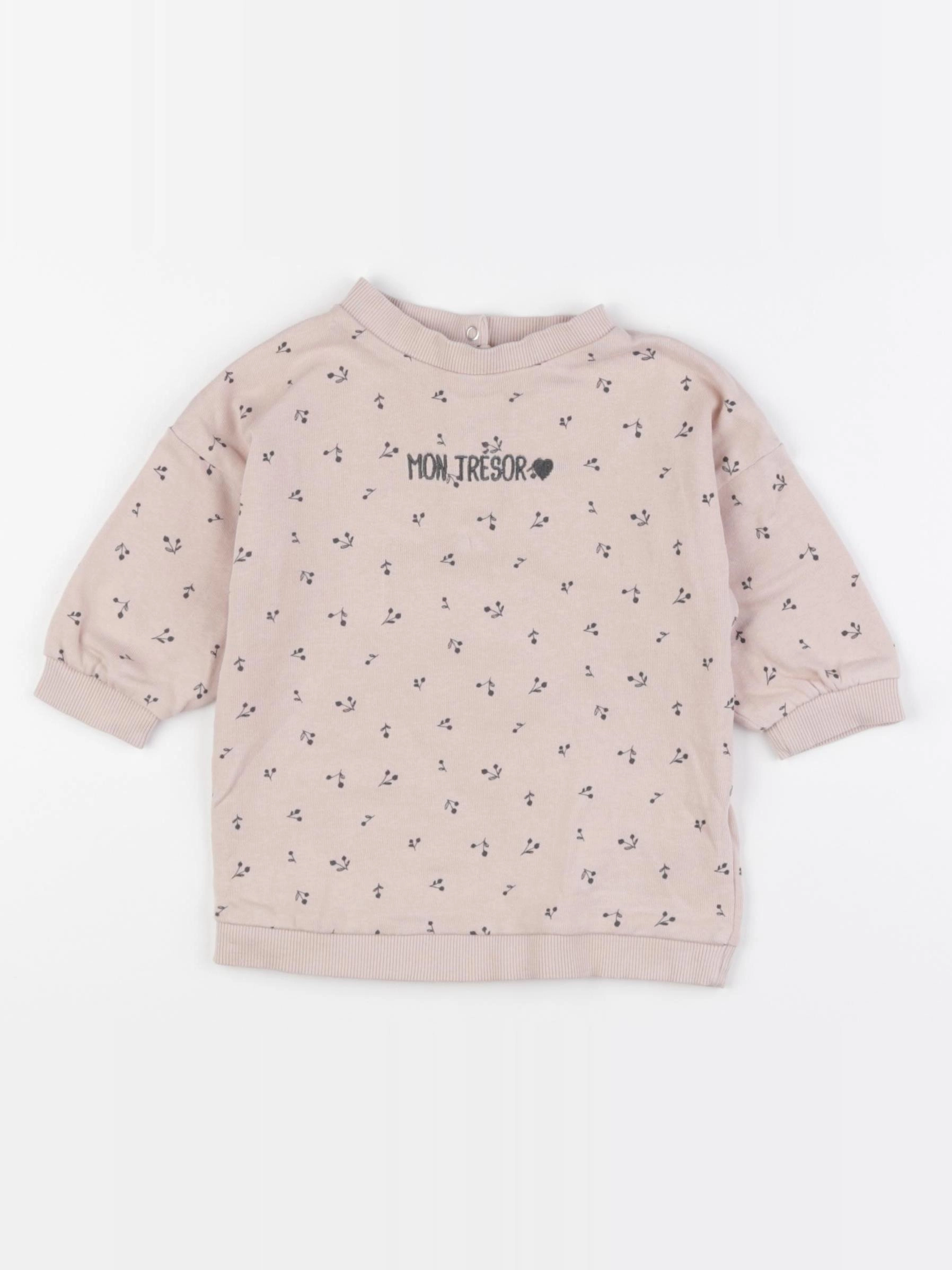 Vertbaudet - sweat rose - 9 mois