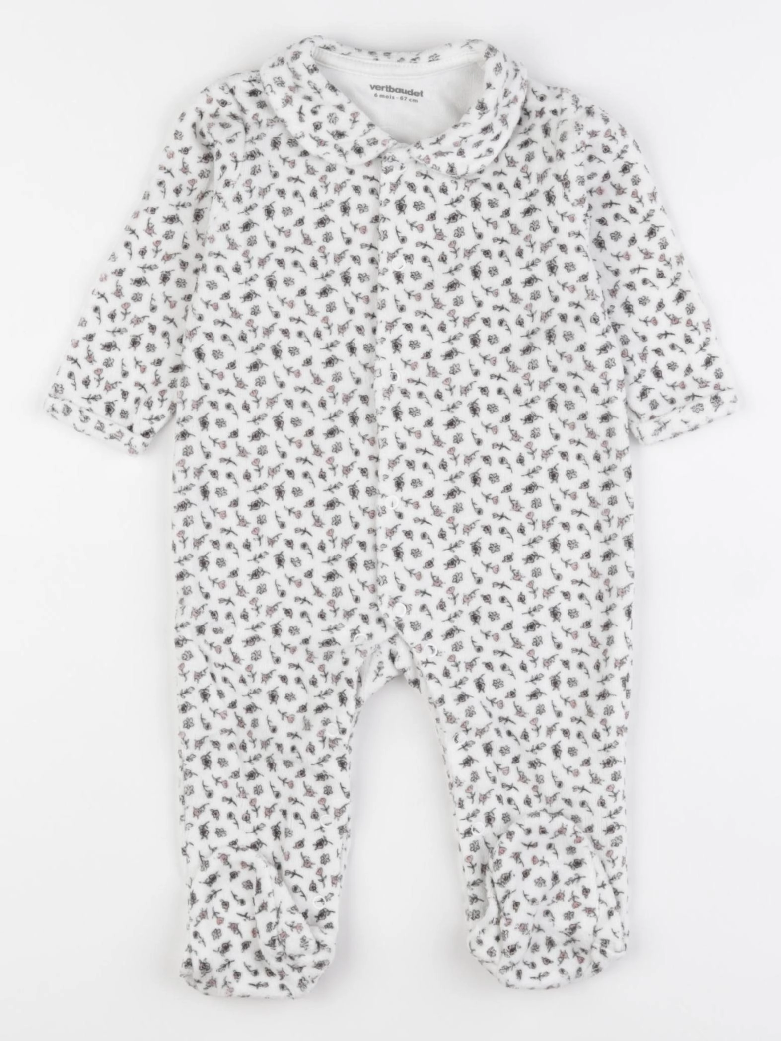 Vertbaudet - pyjama velours multicolore - 6 mois