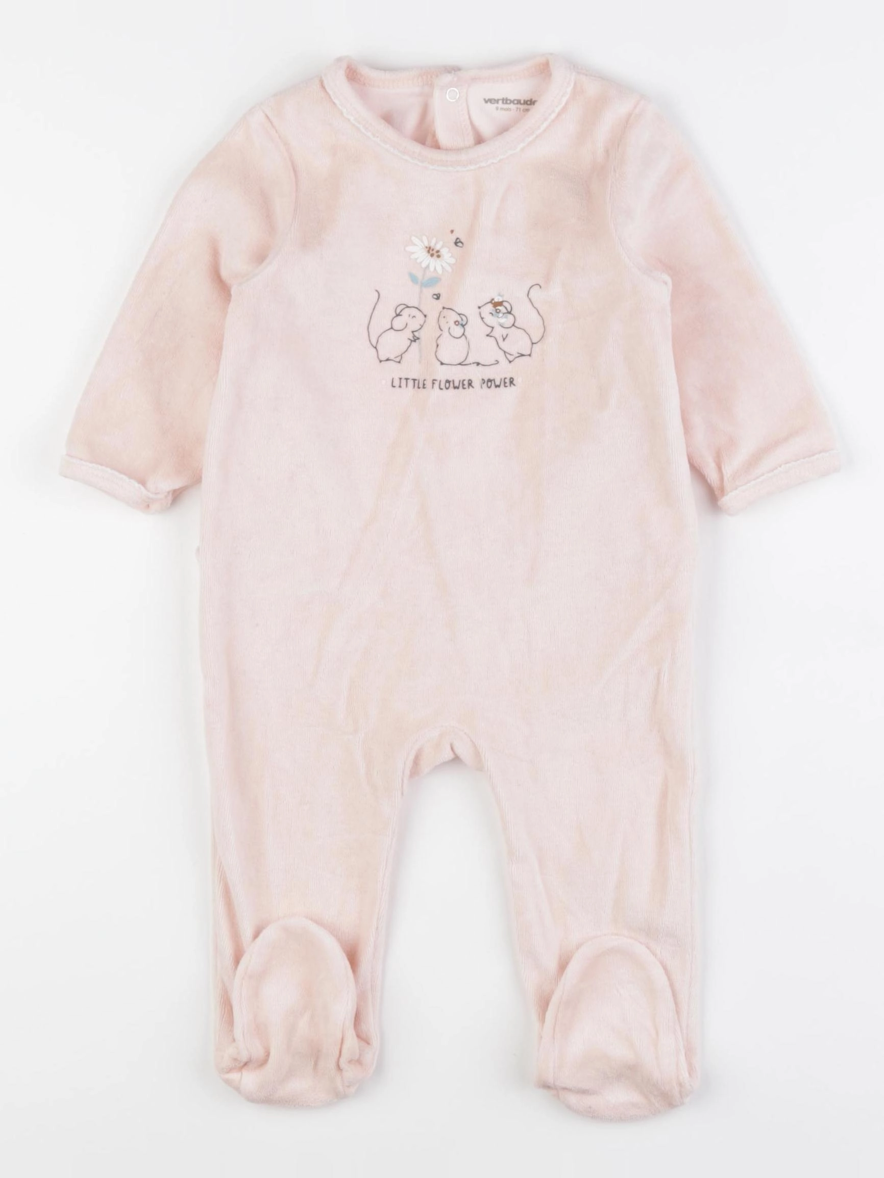 Vertbaudet - pyjama velours rose - 9 mois