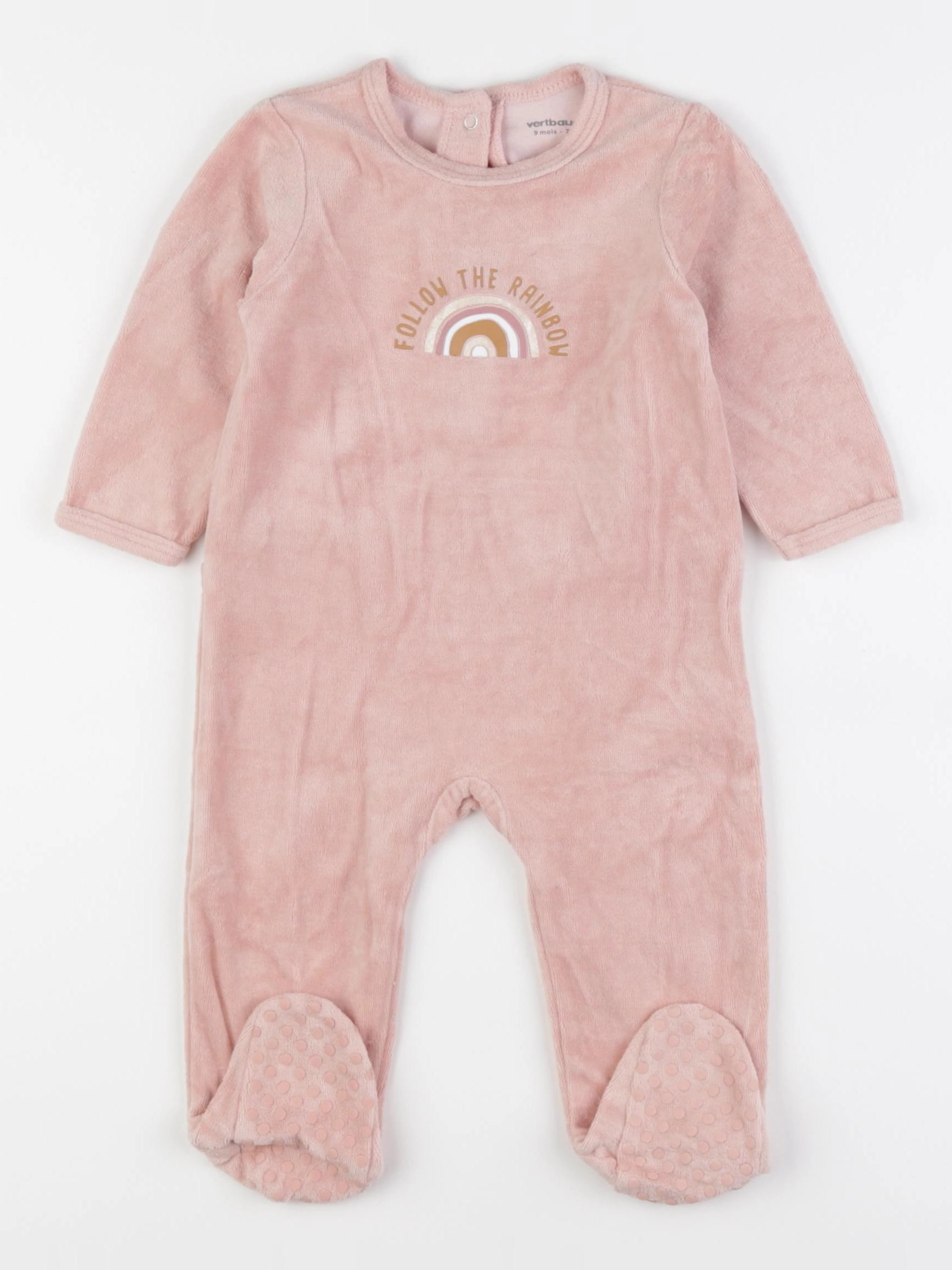 Vertbaudet - pyjama velours rose - 9 mois