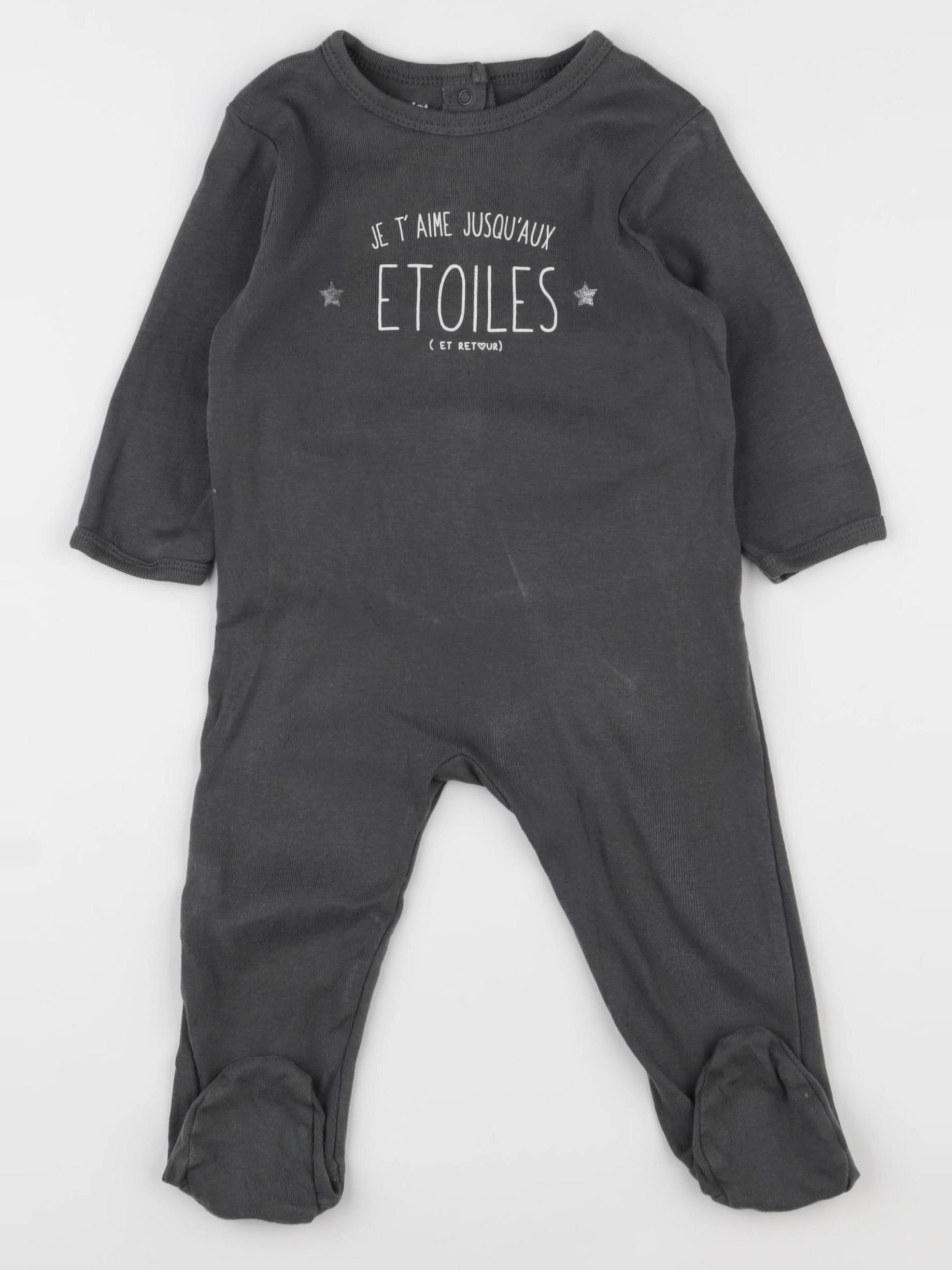 Vertbaudet - pyjama coton gris - 9 mois