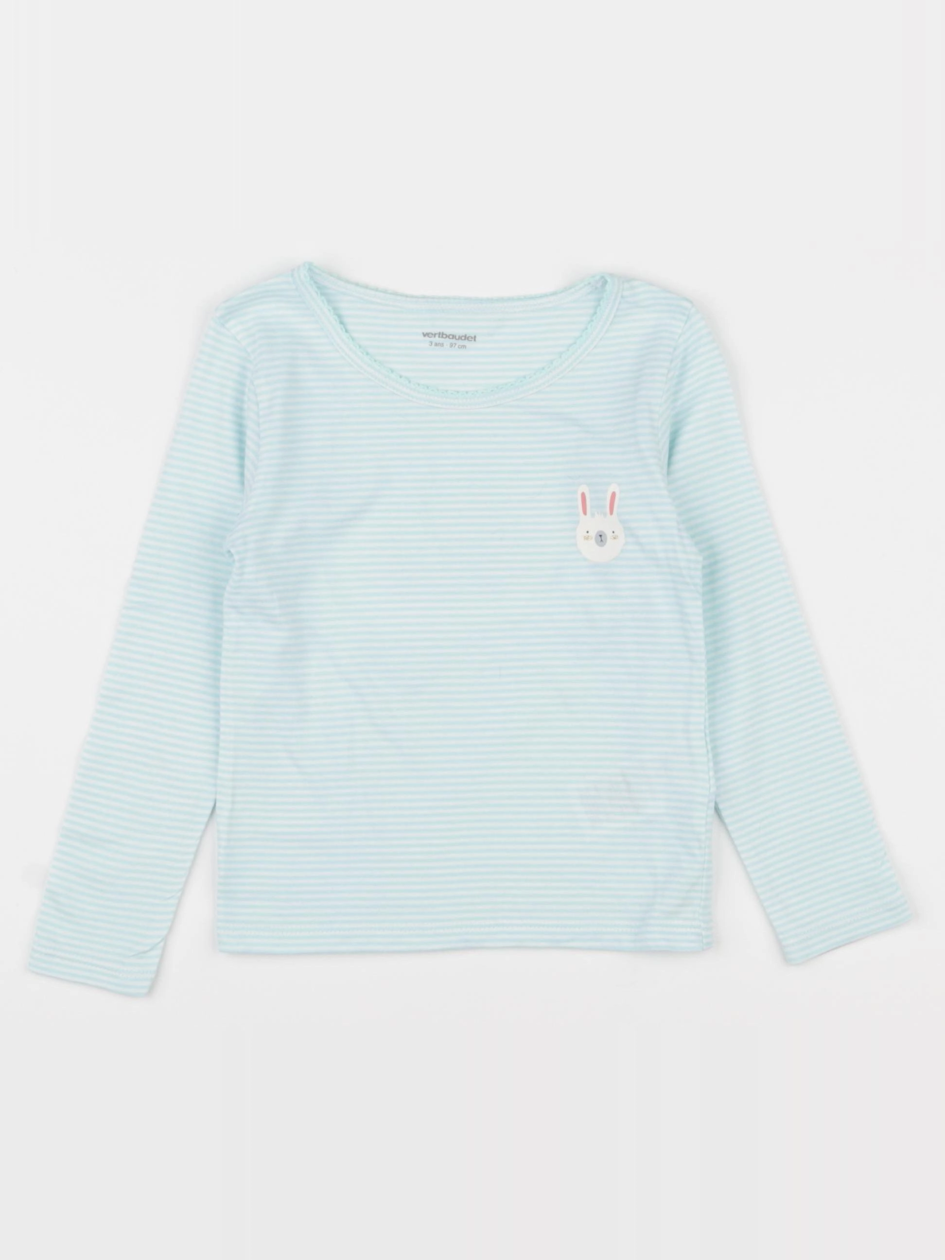 Vertbaudet - maillot de corps blanc, bleu - 3 ans