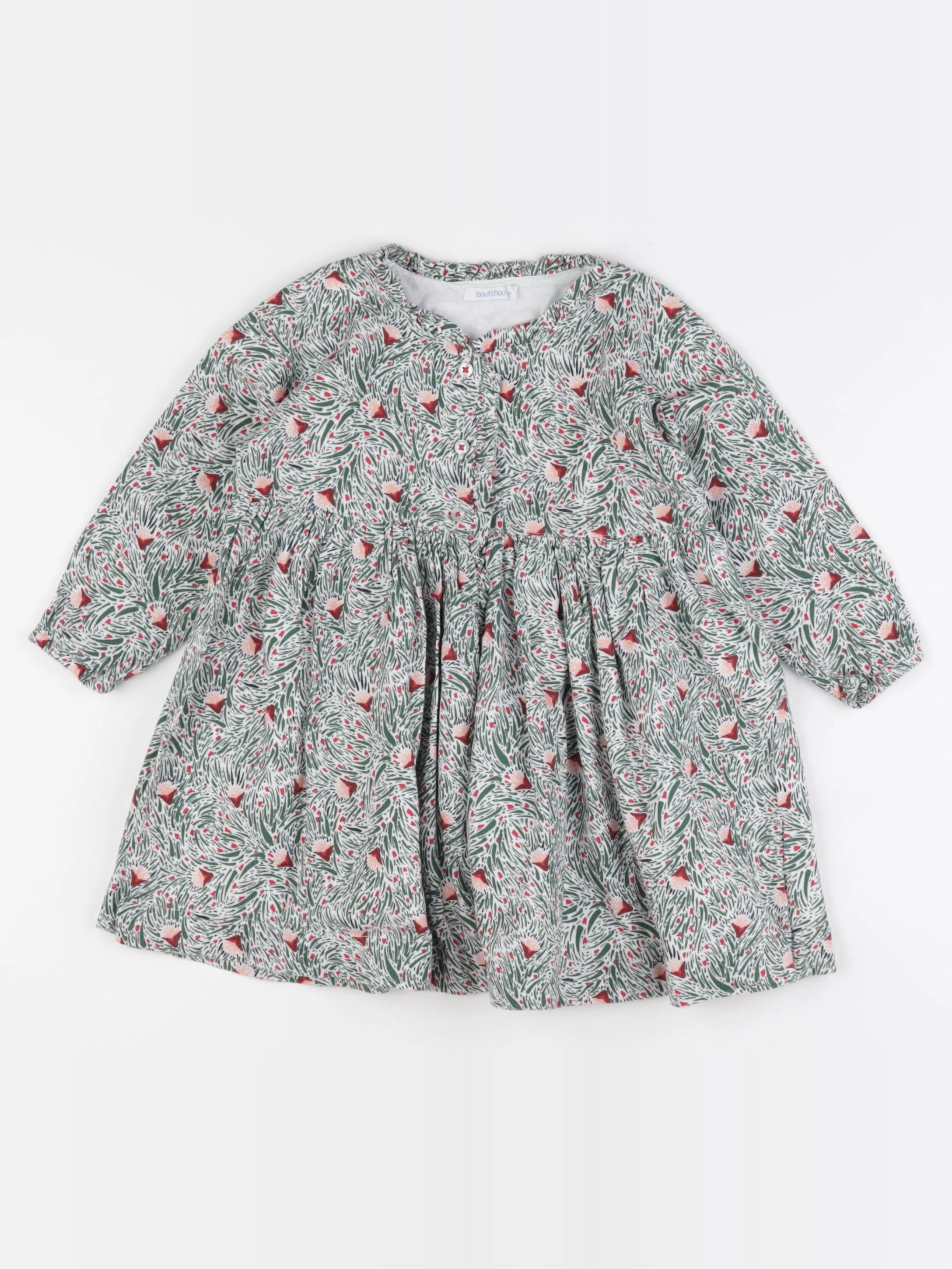 Boutchou - robe vert, rouge - 18 mois