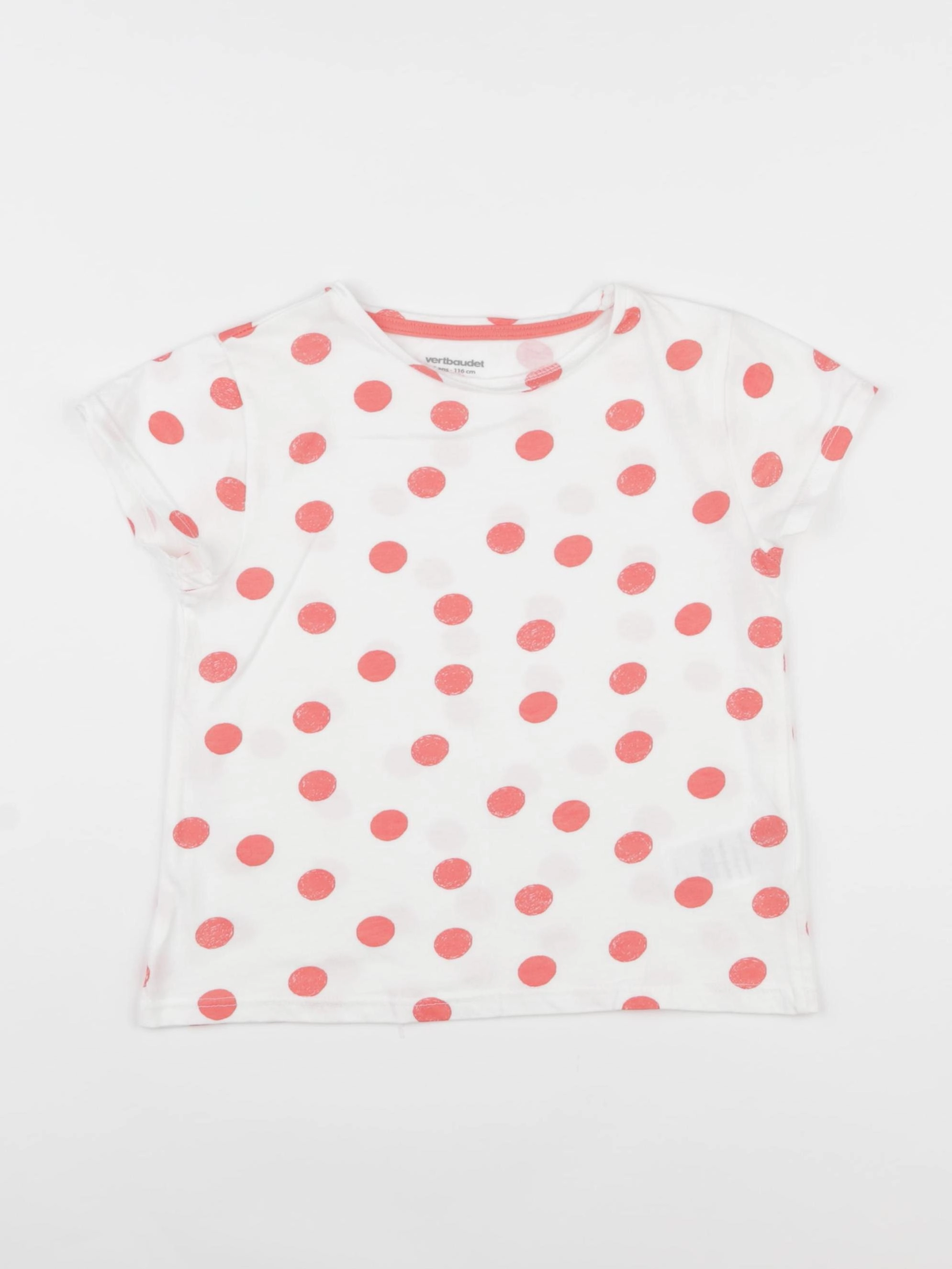 Vertbaudet - tee-shirt blanc, rose - 6 ans