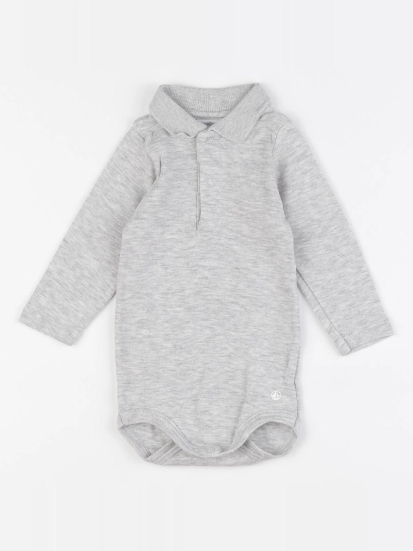 Petit Bateau - body à col gris - 3 mois