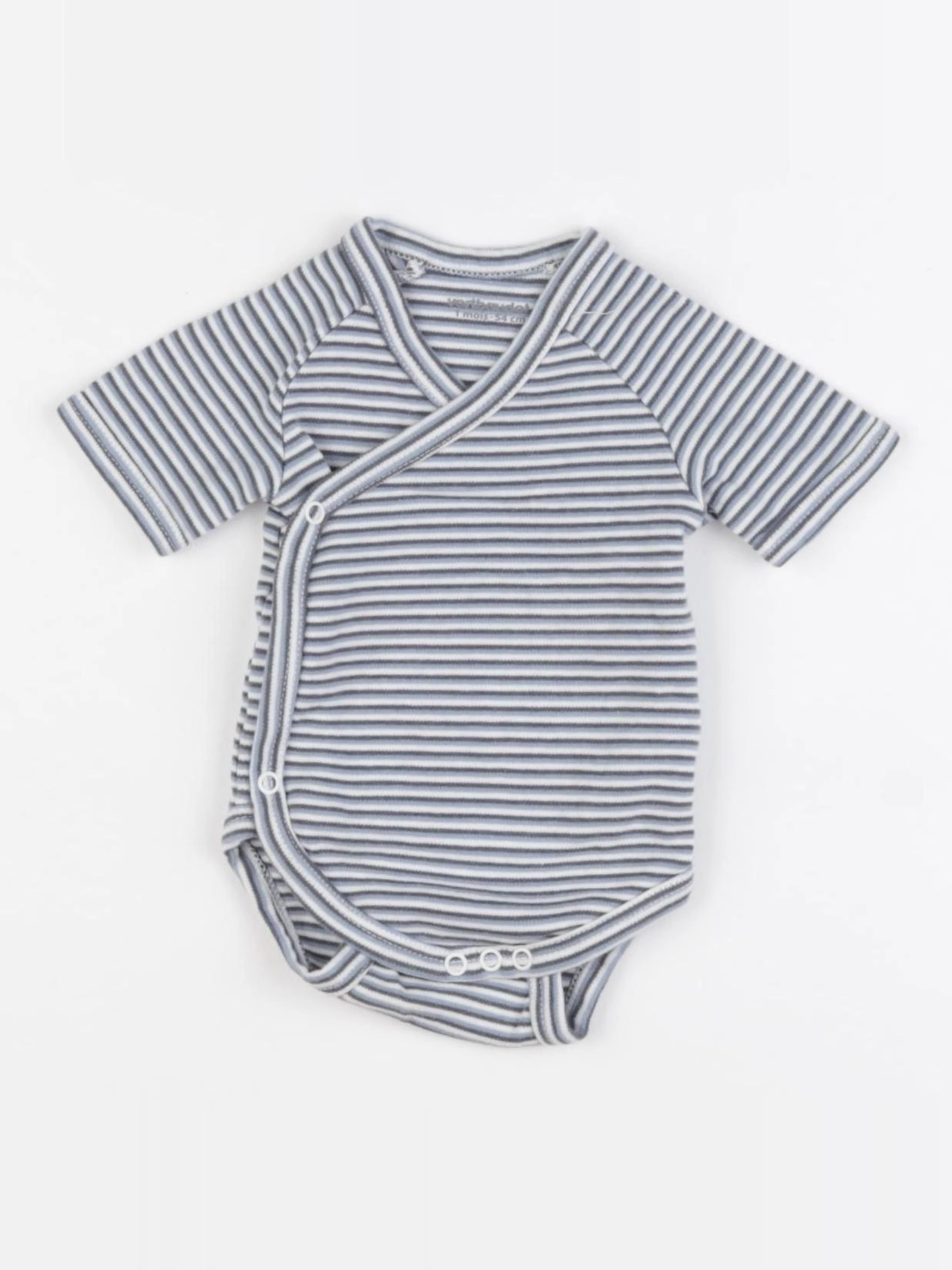 Vertbaudet - body blanc, bleu - 1 mois