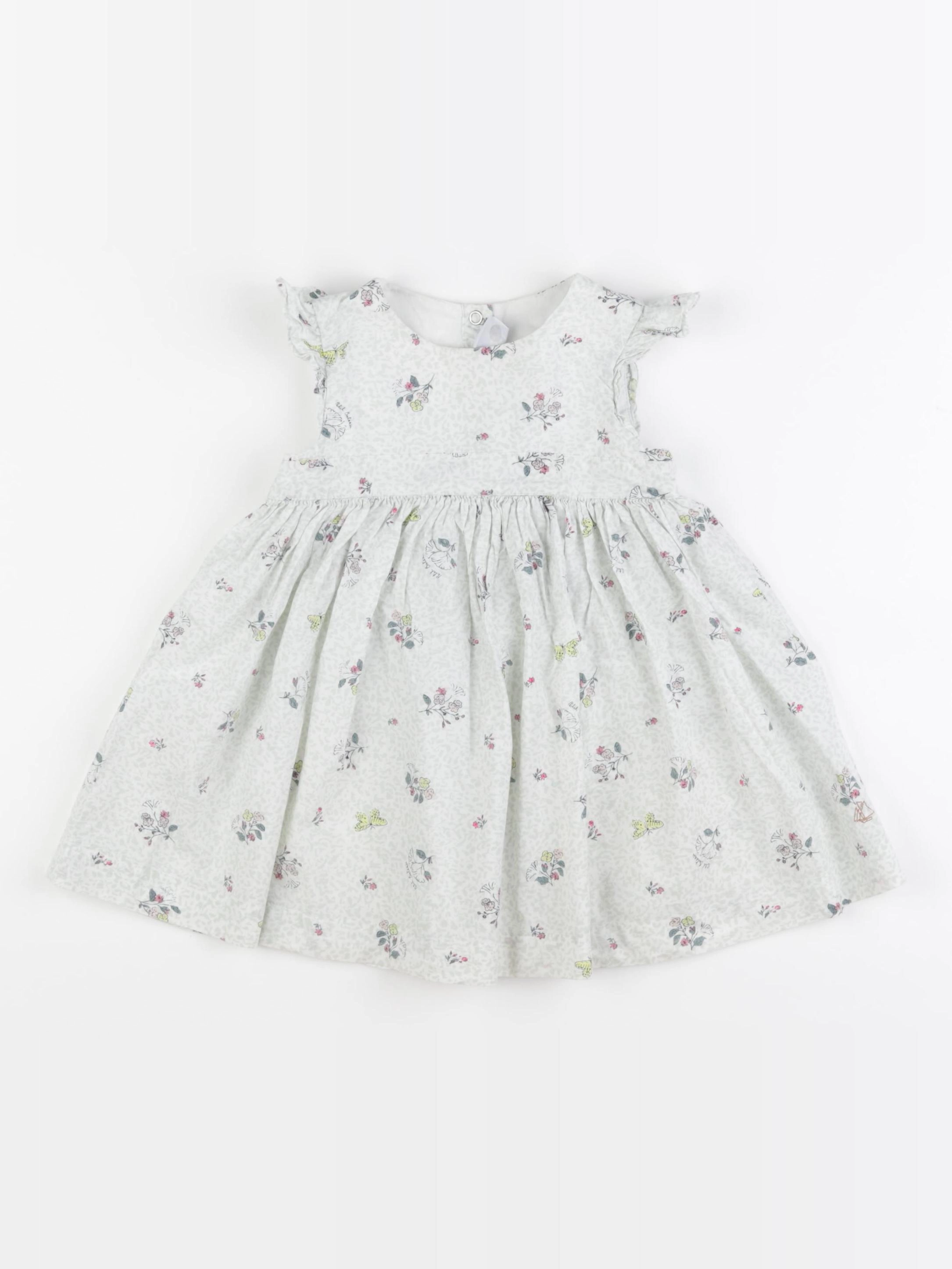 Petit Bateau - robe blanc, vert - 18 mois