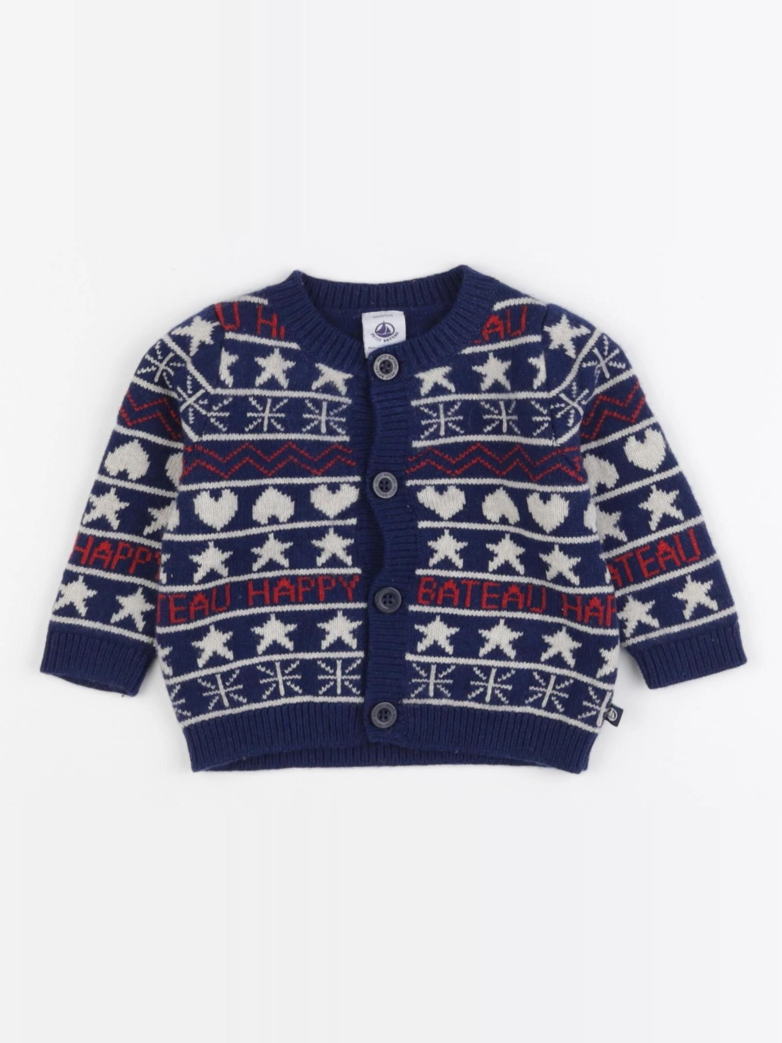 Petit Bateau - gilet bleu - 6 mois