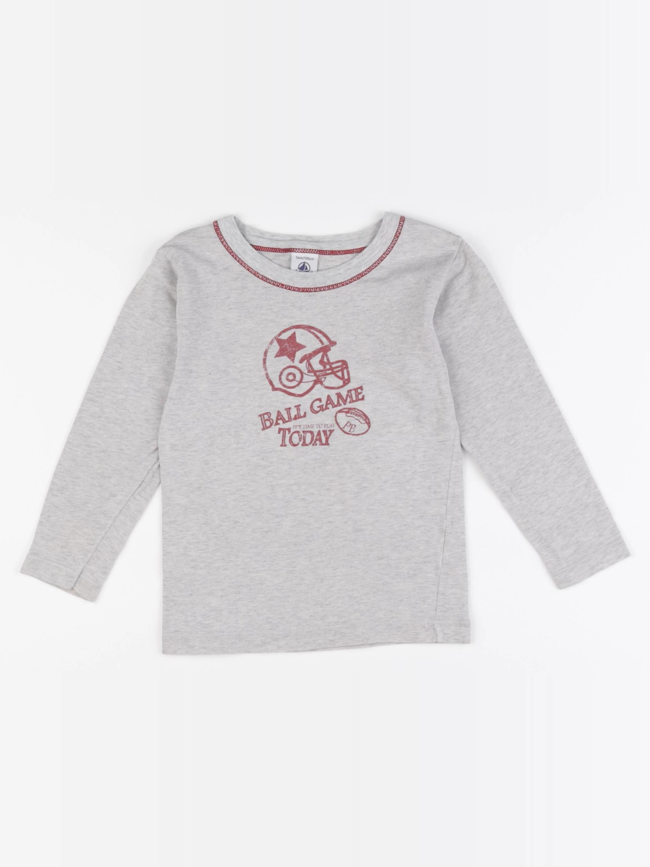 Petit Bateau - tee-shirt gris - 5 ans