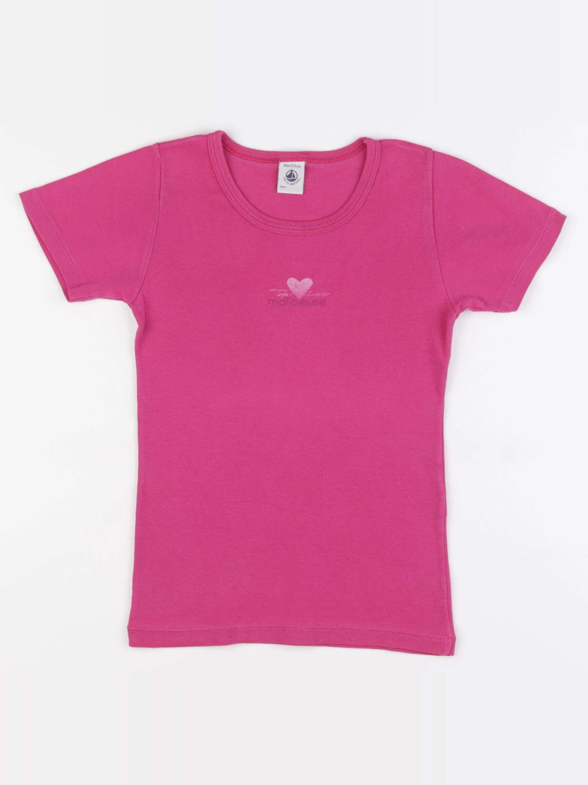 Petit Bateau - tee-shirt rose - 8 ans