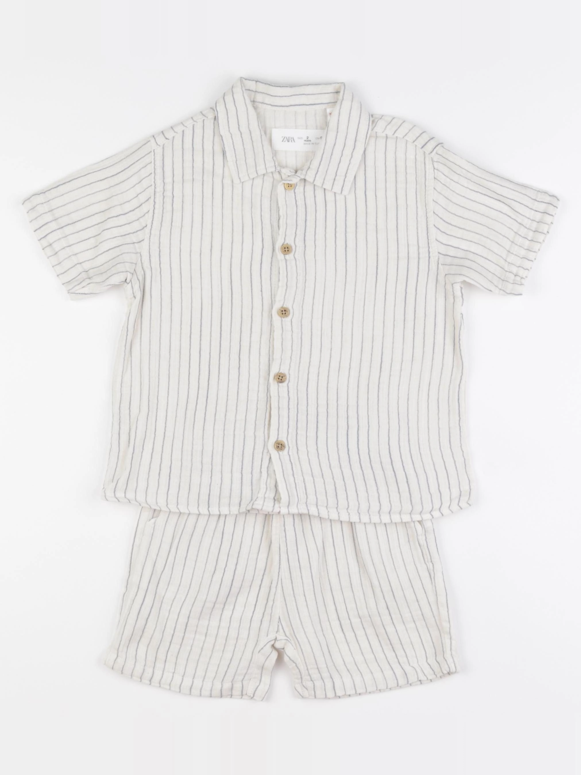 Zara - ensemble blanc, bleu - 2 ans