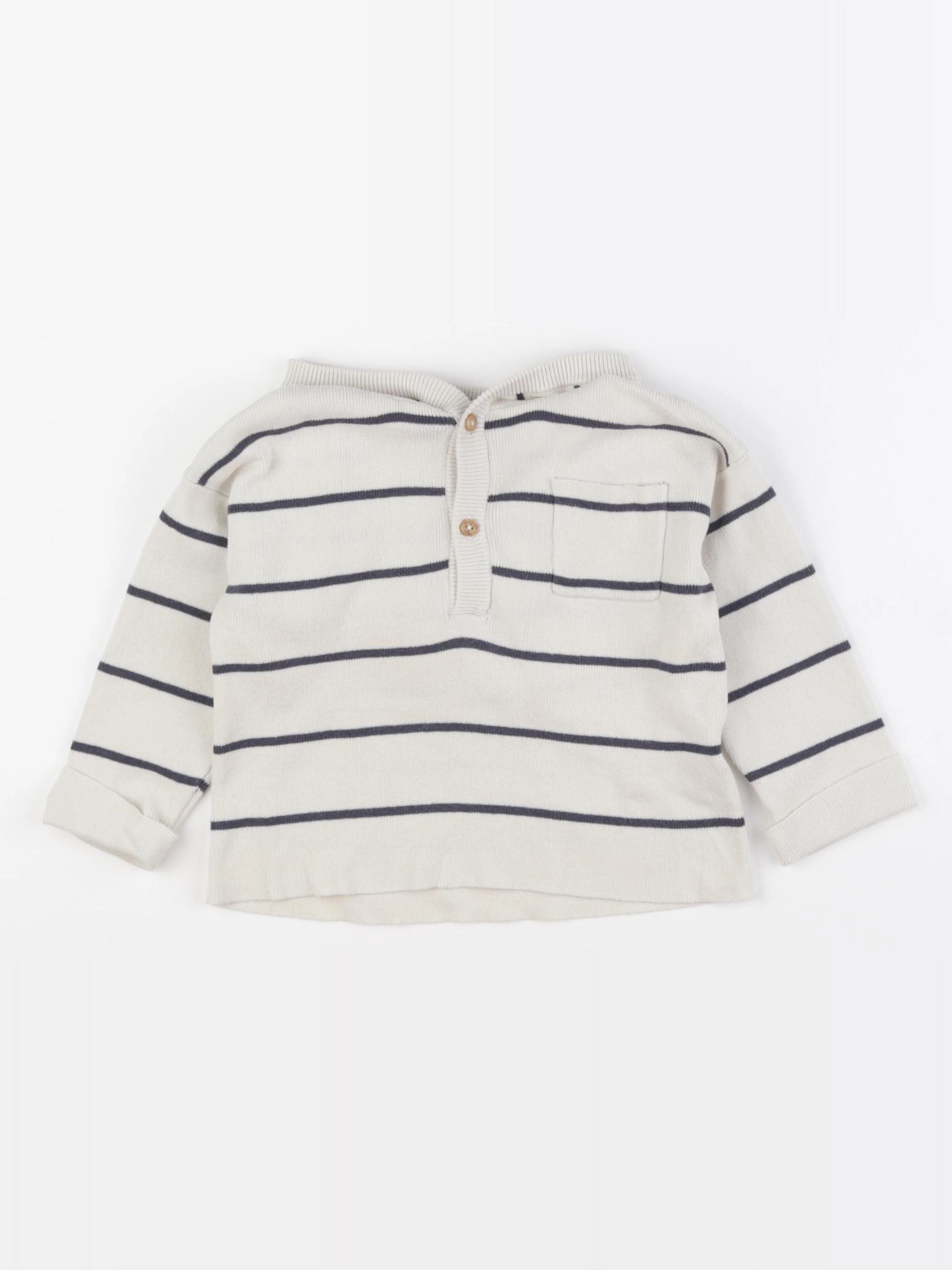Vertbaudet - pull beige, bleu - 18 mois