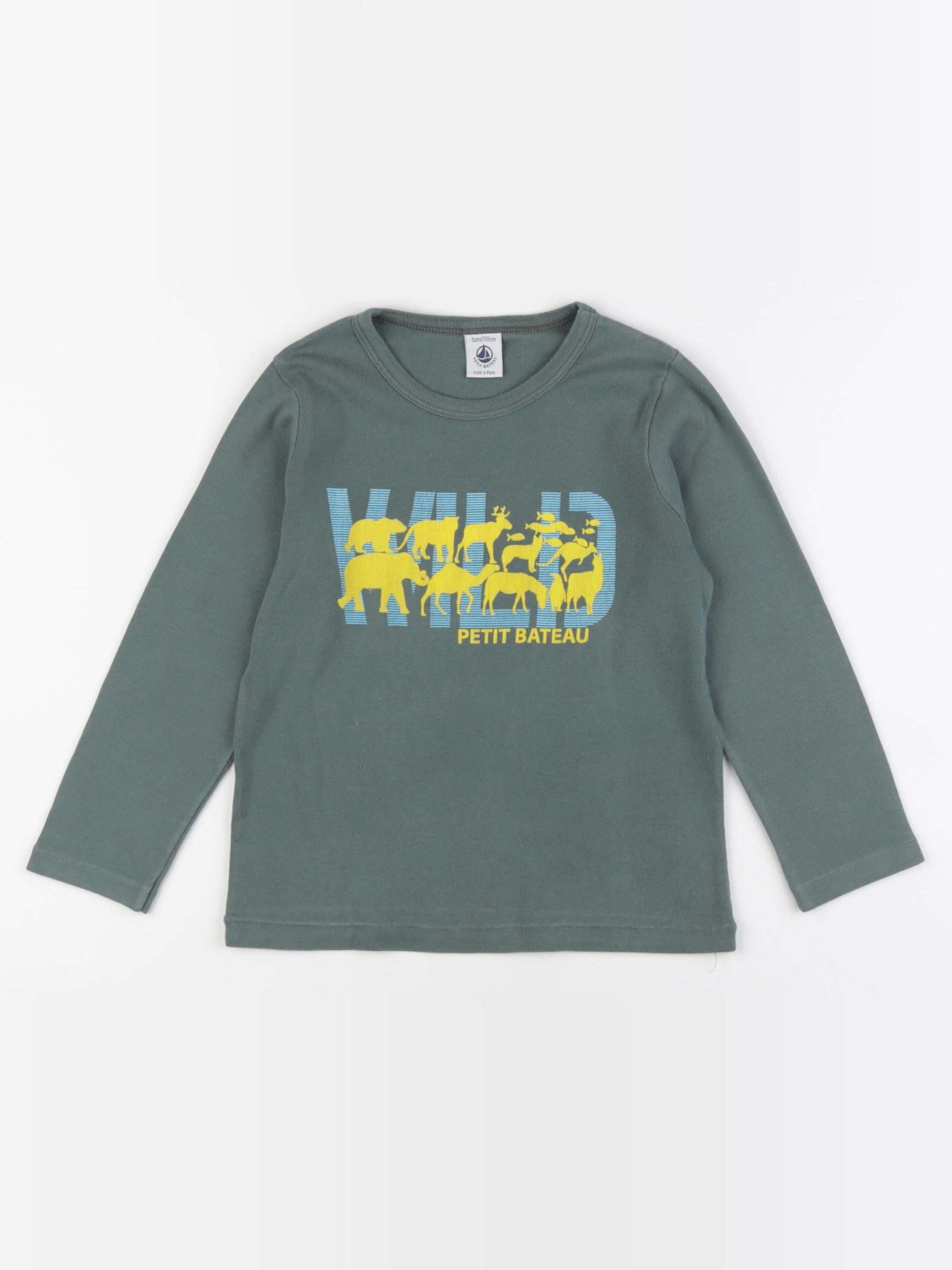 Petit Bateau - tee-shirt vert - 5 ans