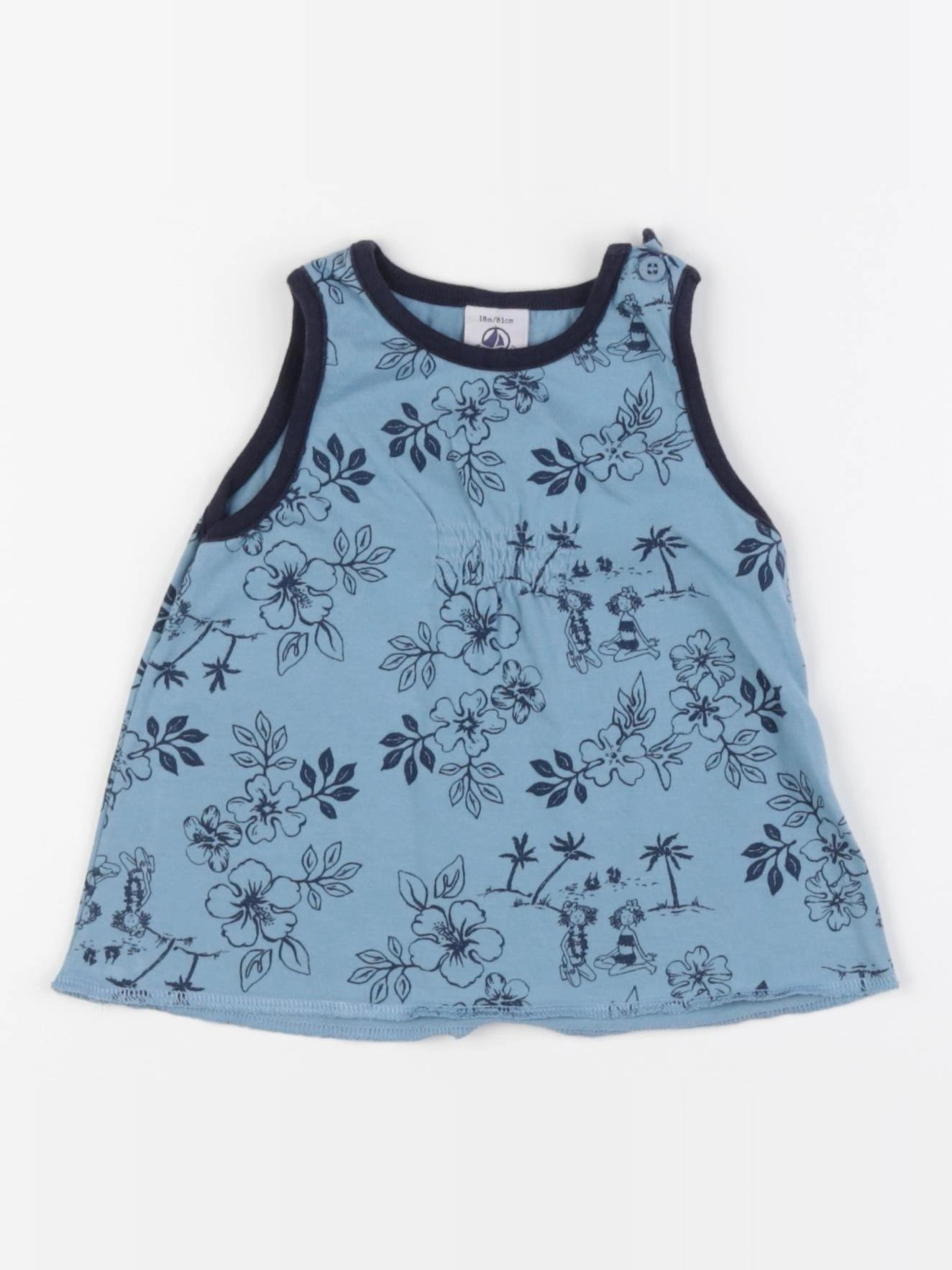 Petit Bateau - débardeur bleu - 18 mois