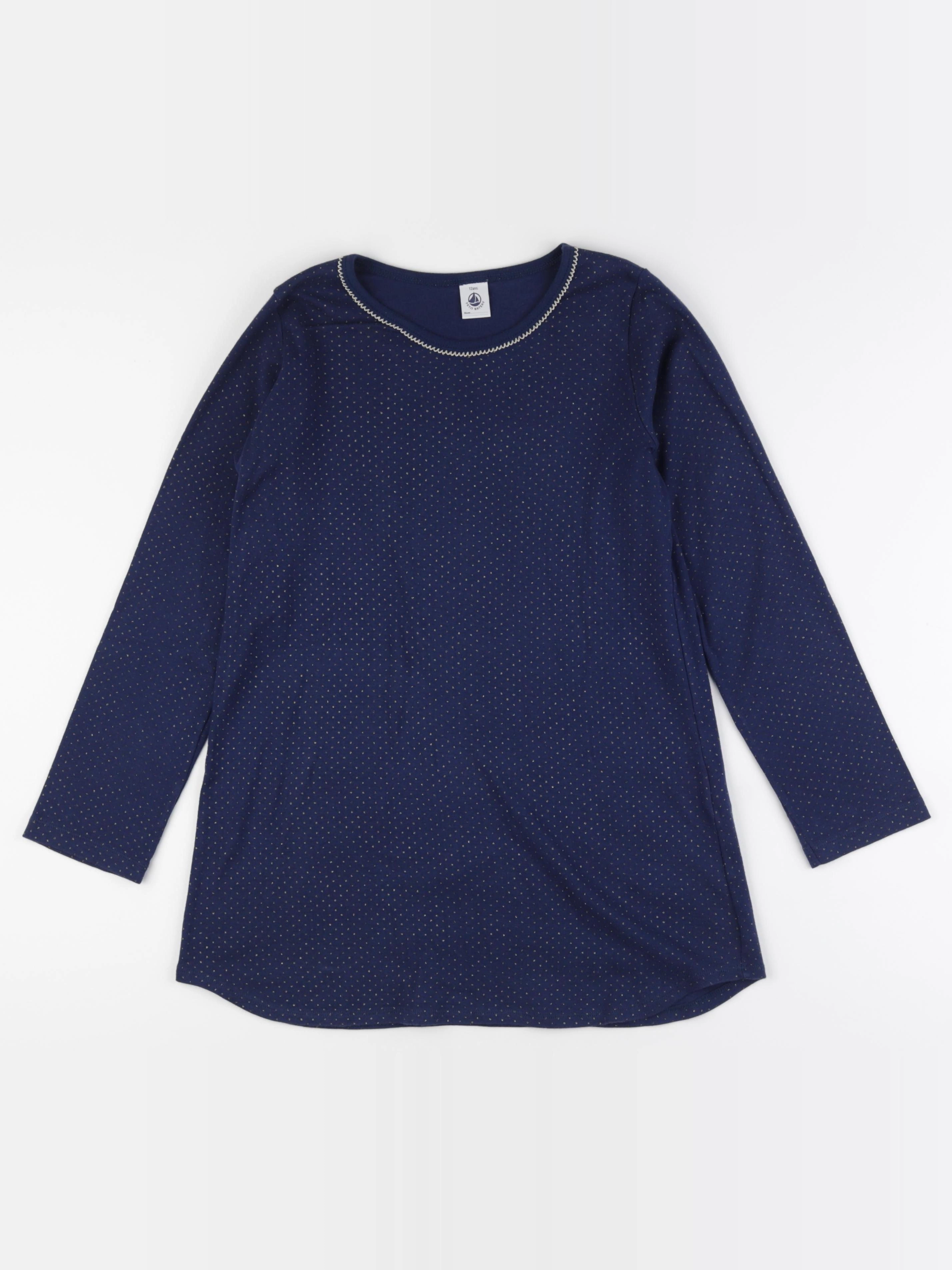 Petit Bateau - chemise de nuit coton bleu, or - 12 ans