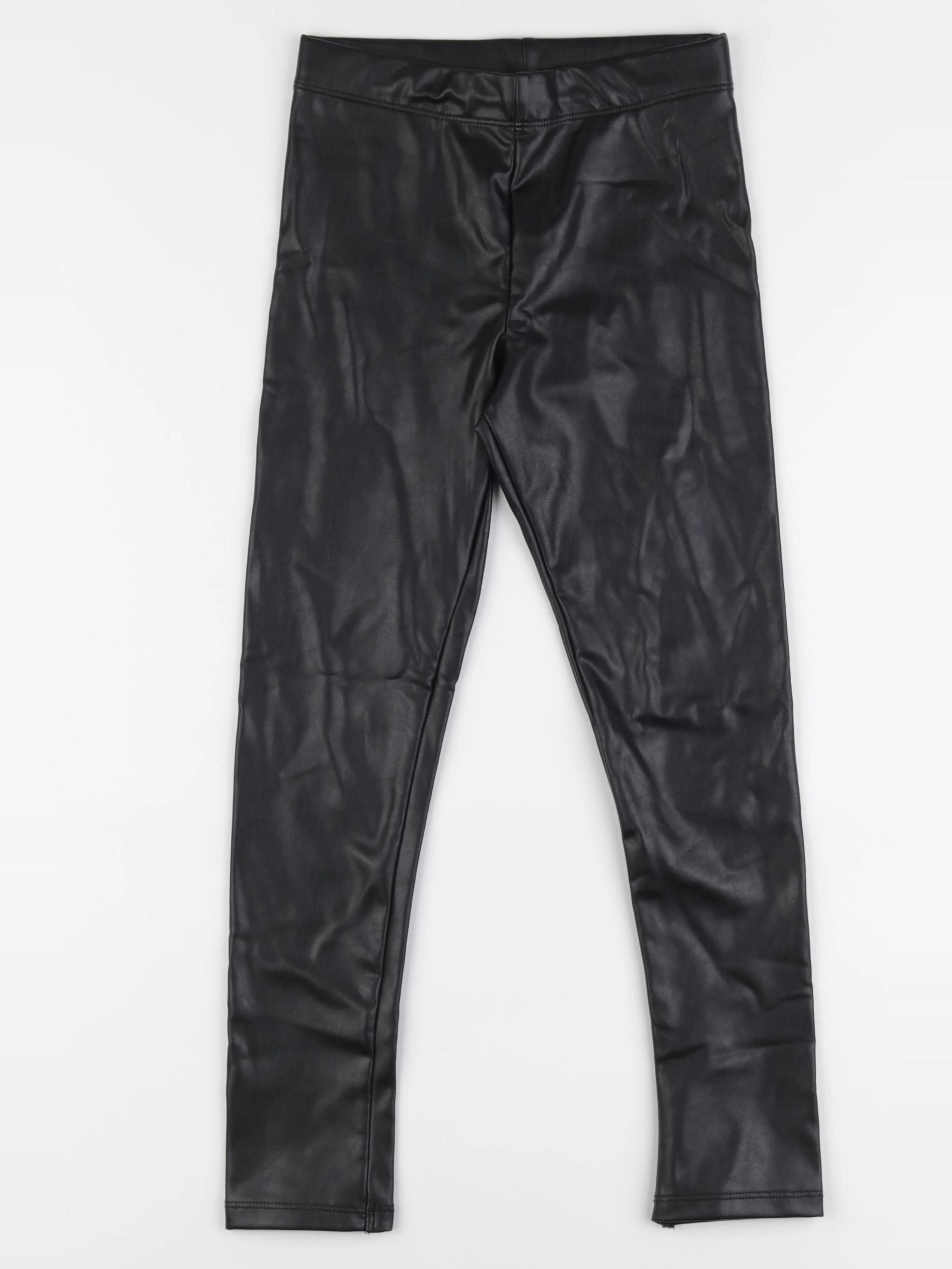 H&M - legging simili cuir noir - 7/8 ans