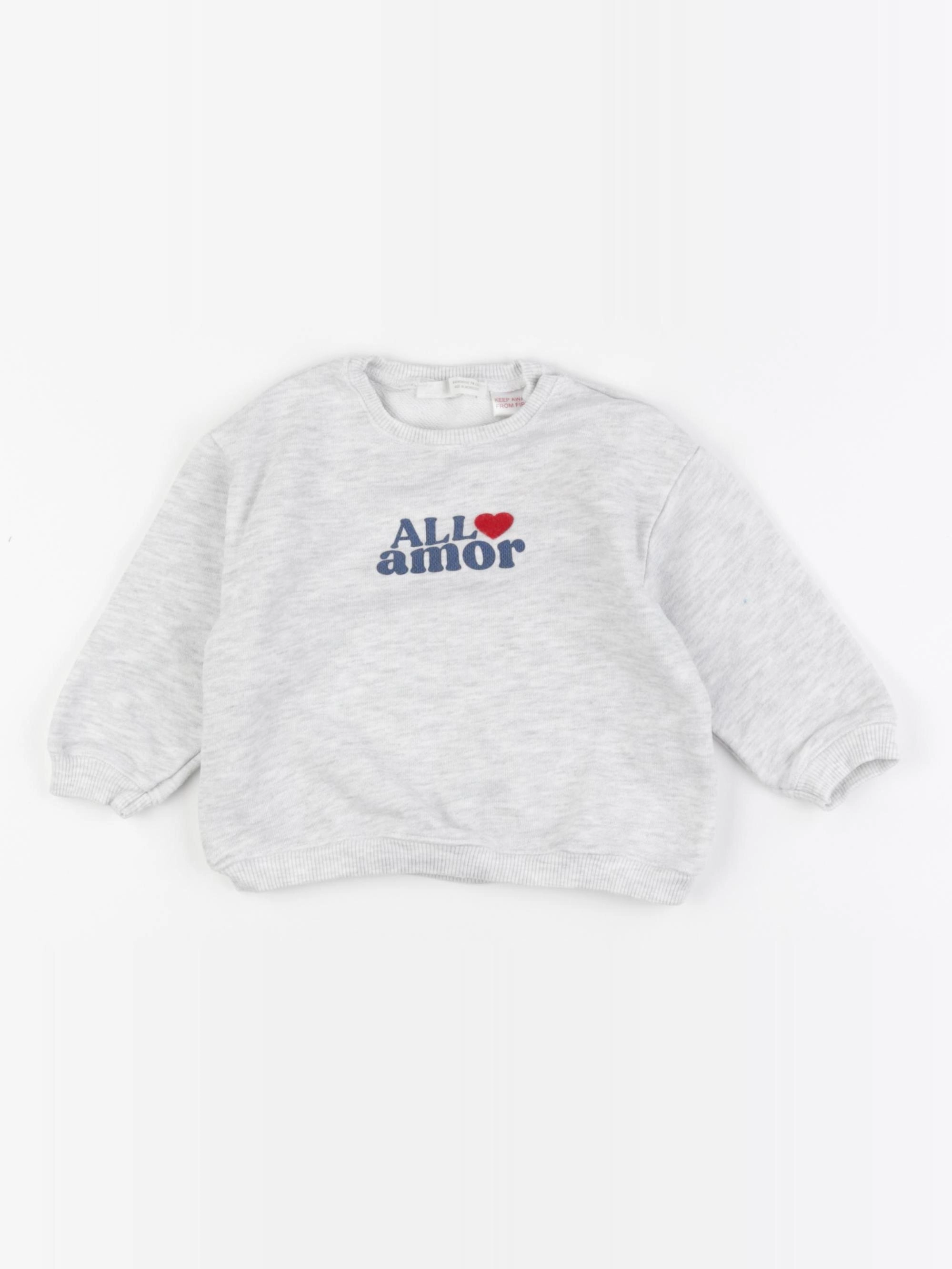 Zara - sweat gris - 6/9 mois